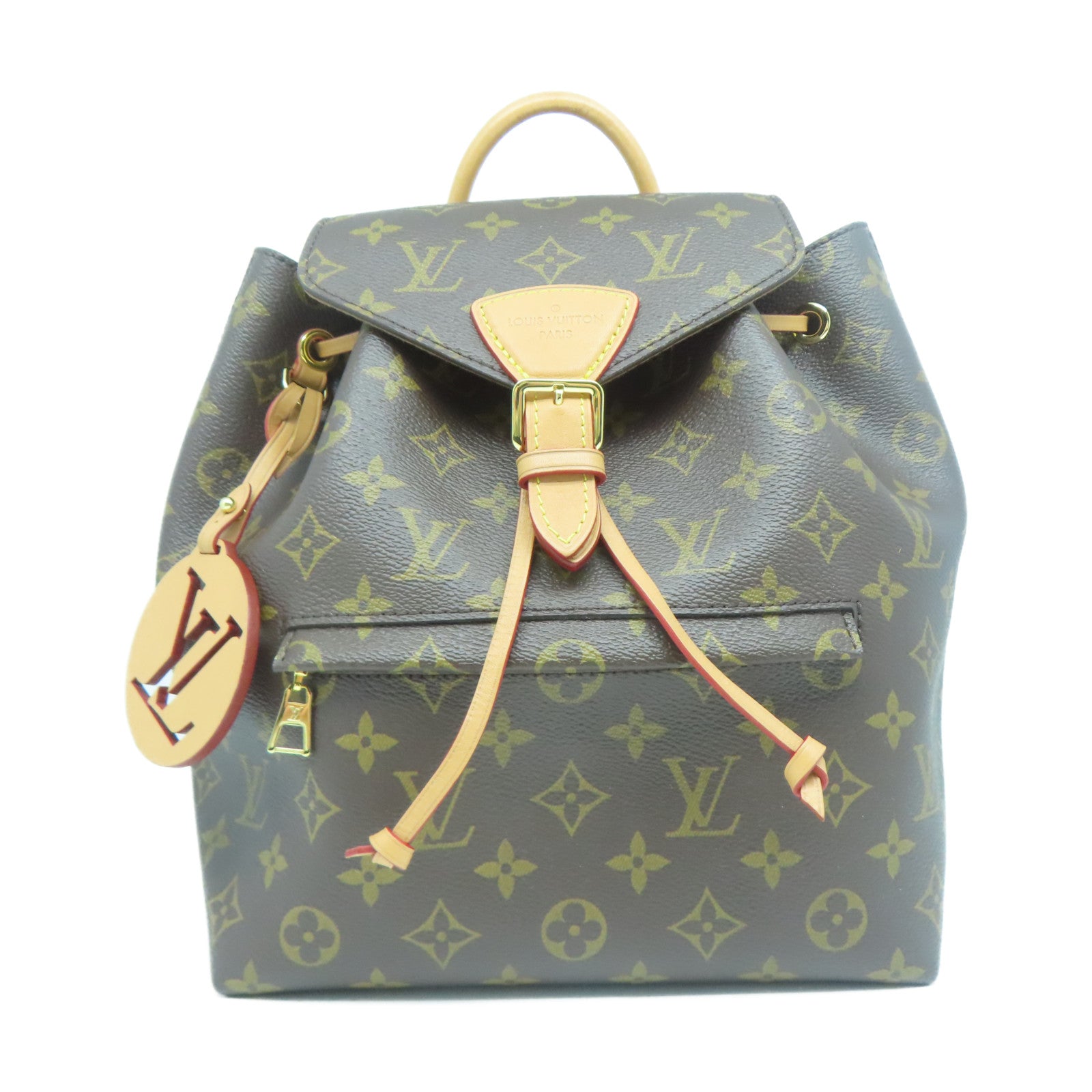 LOUIS VUITTON Monogram Montsouris PM金扣背包啡色