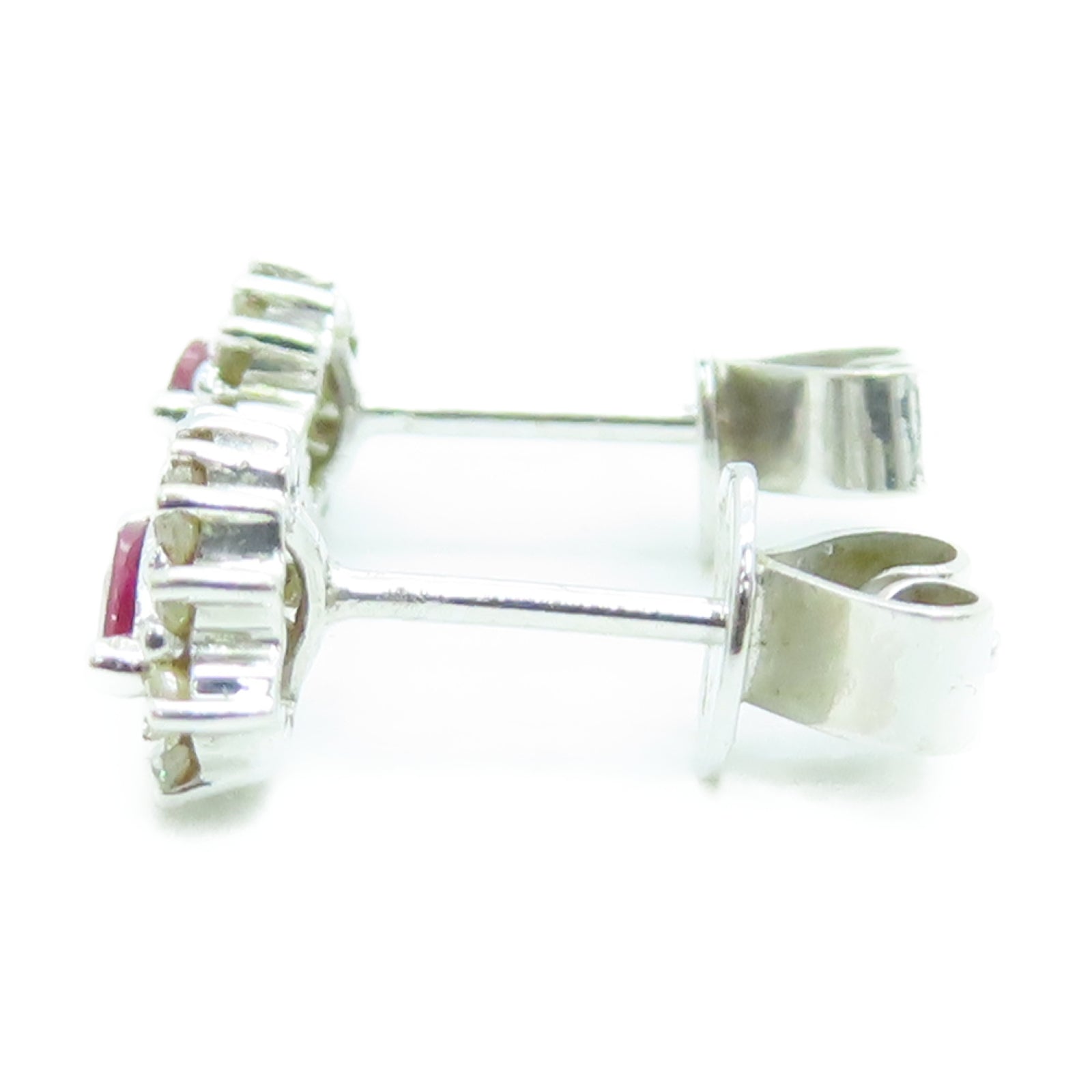 JEWELRY 18K白金Earrings0.2ct紅寶石/0.2ct鑽石耳環