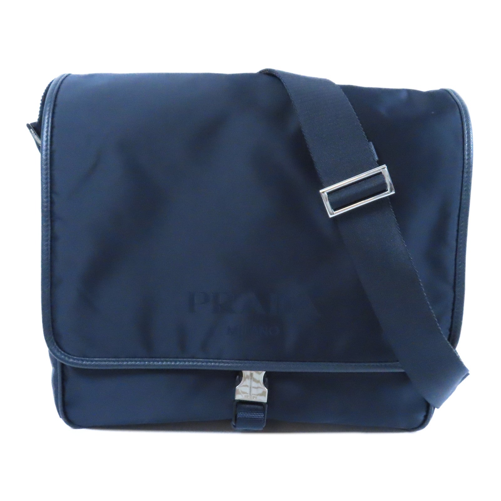 PRADA 尼龍Shoulder Bag銀扣肩背袋黑色