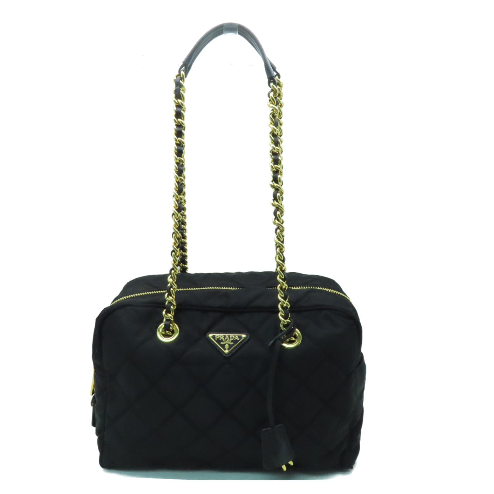 PRADA 尼龍Tessuto Impuntu金扣鏈帶肩背袋黒色