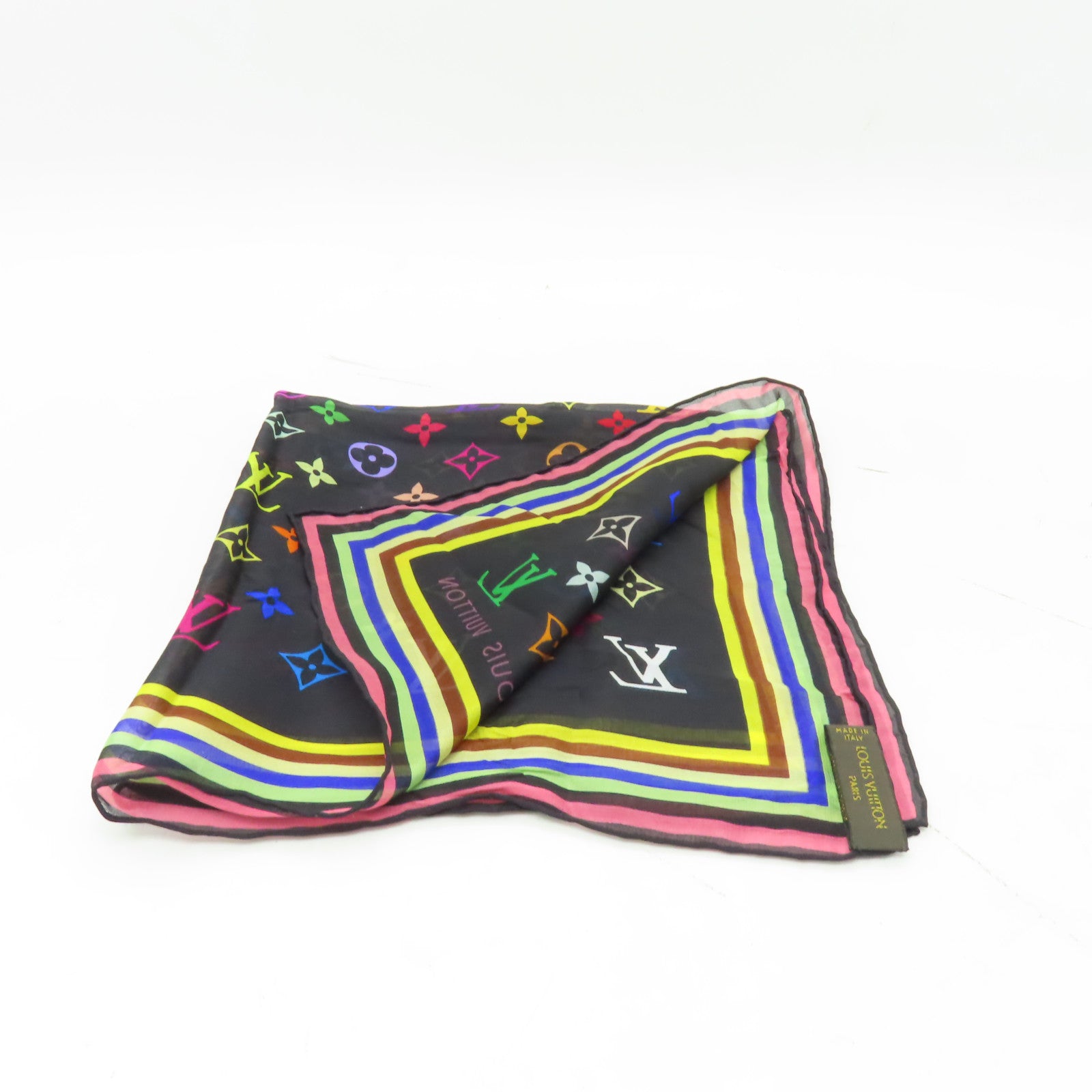 LOUIS VUITTON 絲質Scarf絲巾黒色/彩色