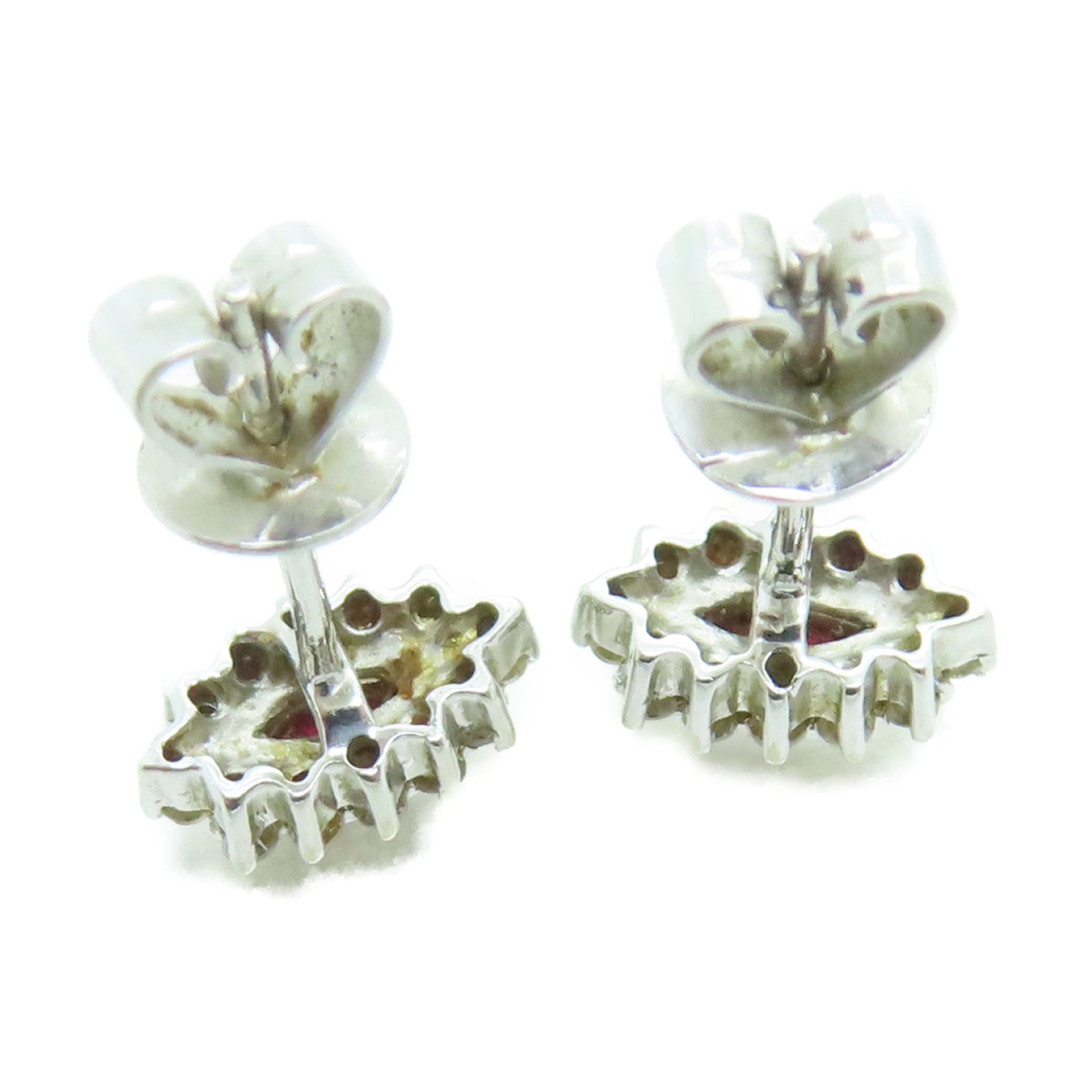 JEWELRY 18K白金Earrings0.2ct紅寶石/0.2ct鑽石耳環