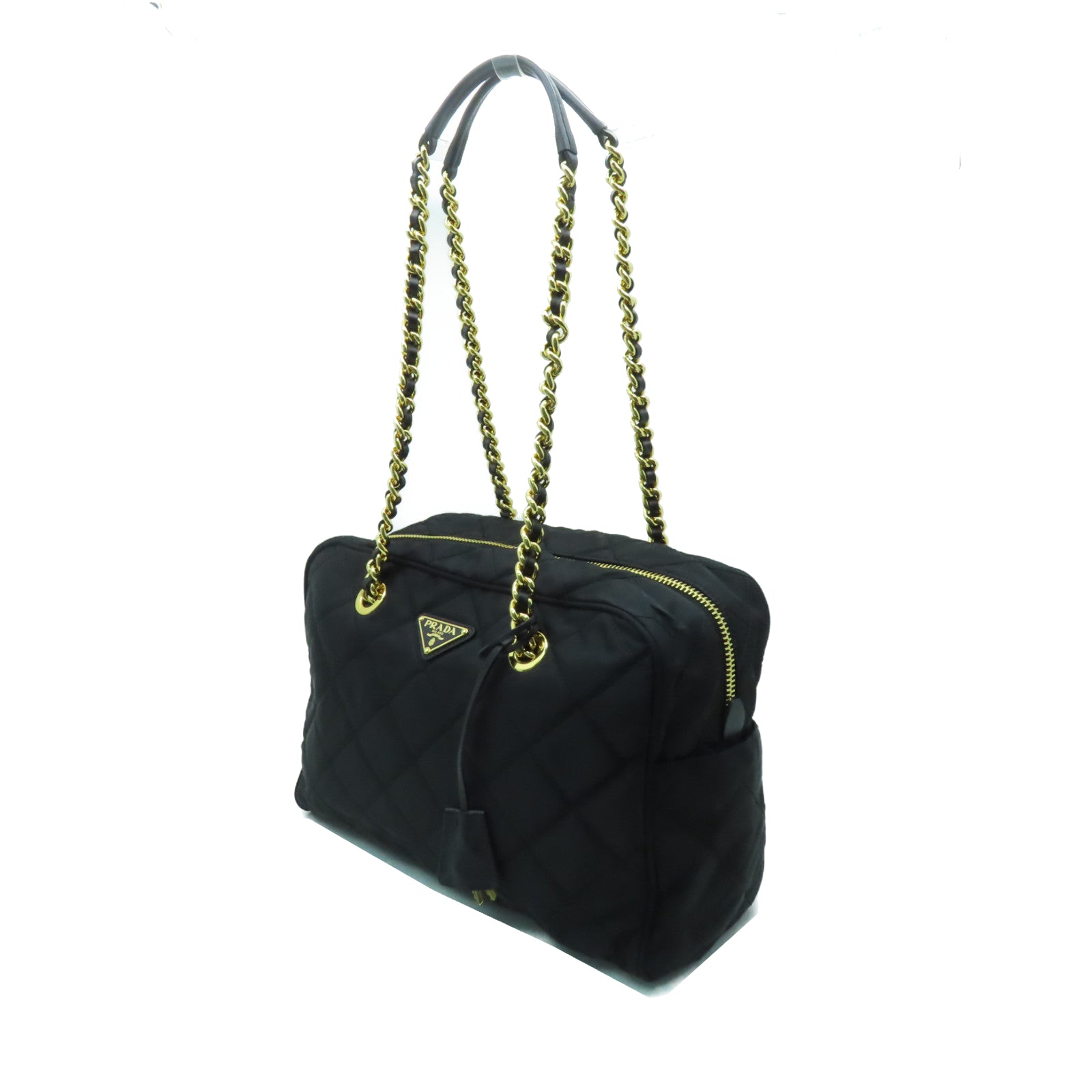 PRADA 尼龍Tessuto Impuntu金扣鏈帶肩背袋黒色