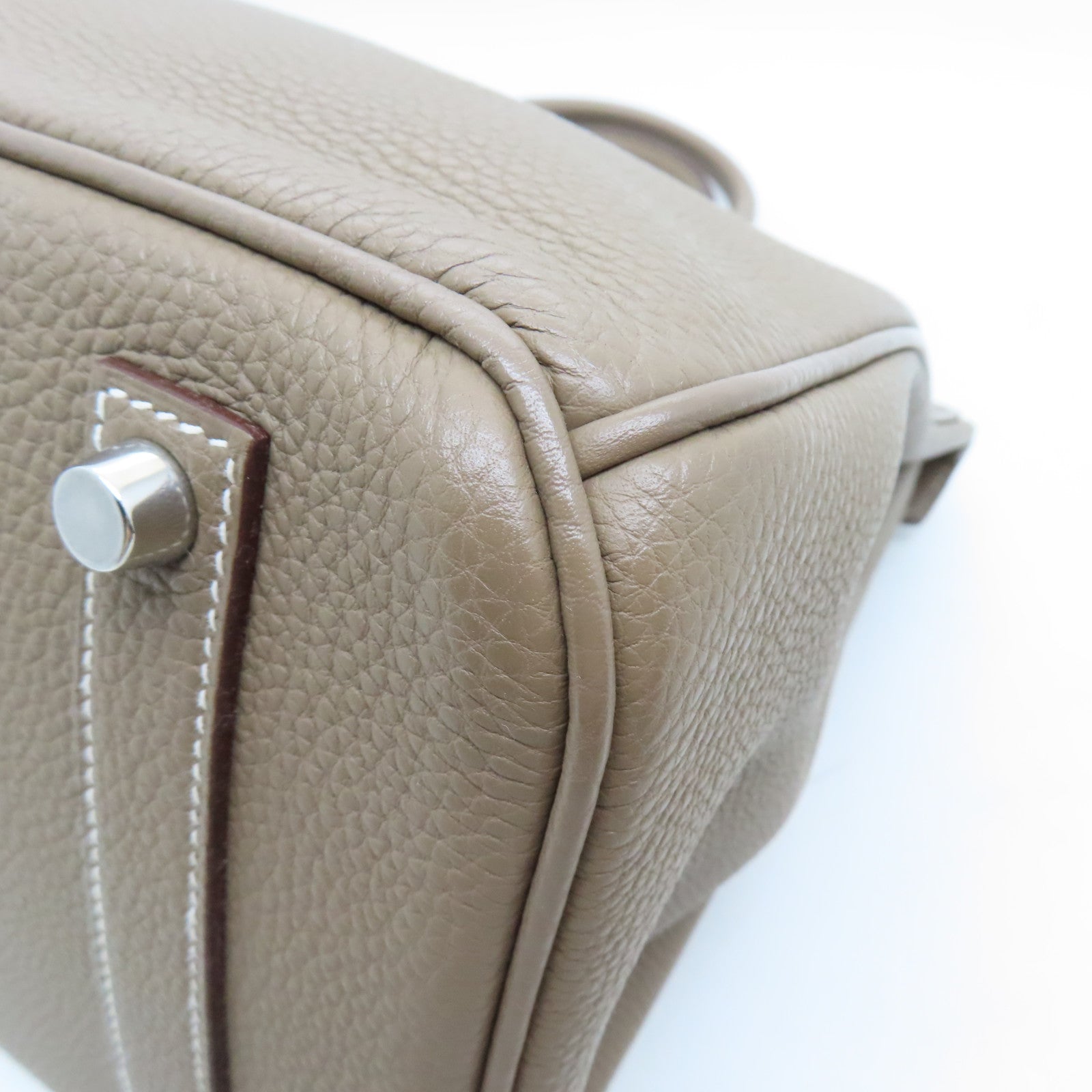 HERMES Clemence皮革Birkin 35銀扣手挽袋灰色