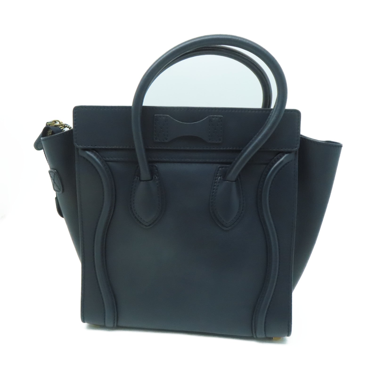 CELINE 牛皮皮革Micro Luggage金扣手挽袋深藍色