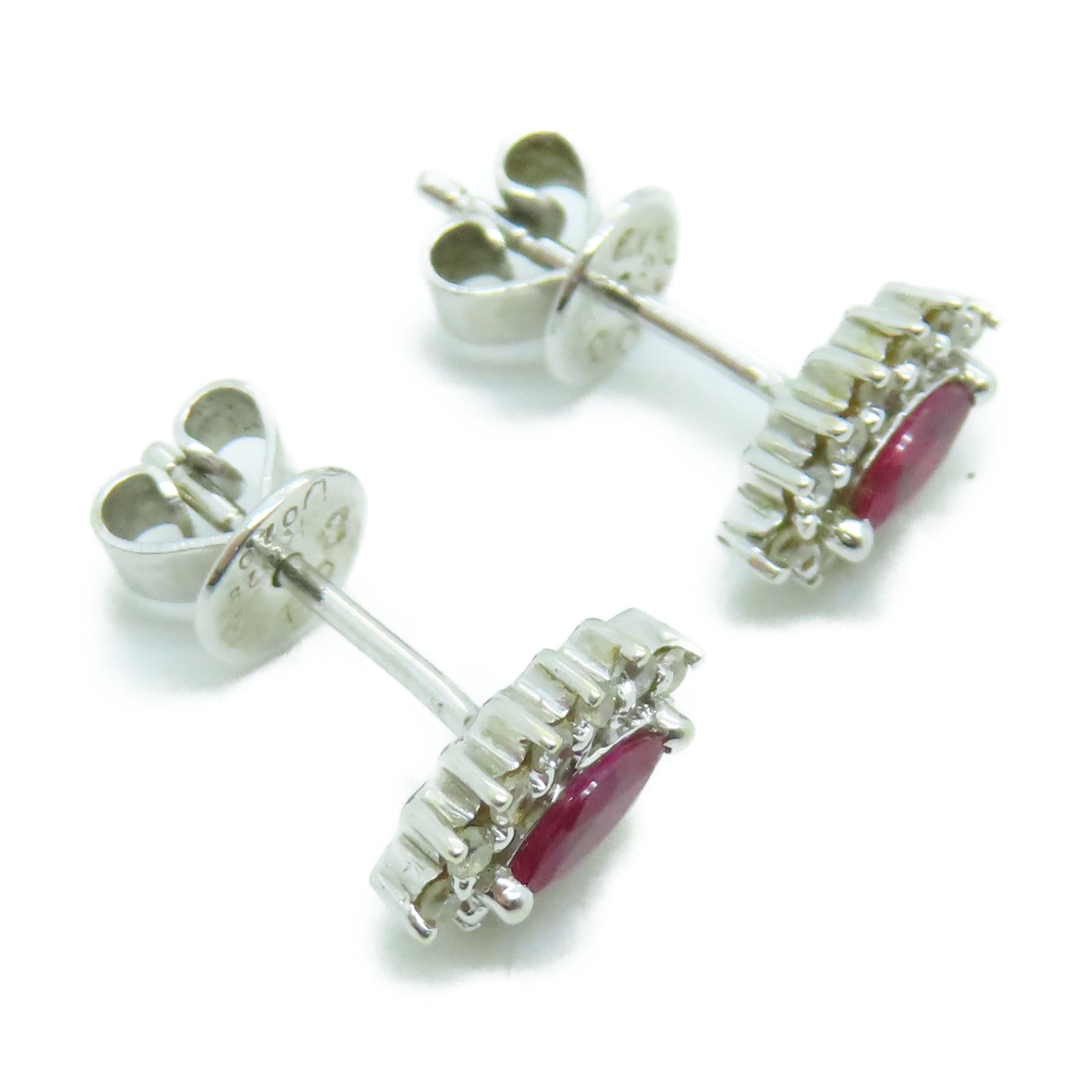 JEWELRY 18K白金Earrings0.2ct紅寶石/0.2ct鑽石耳環