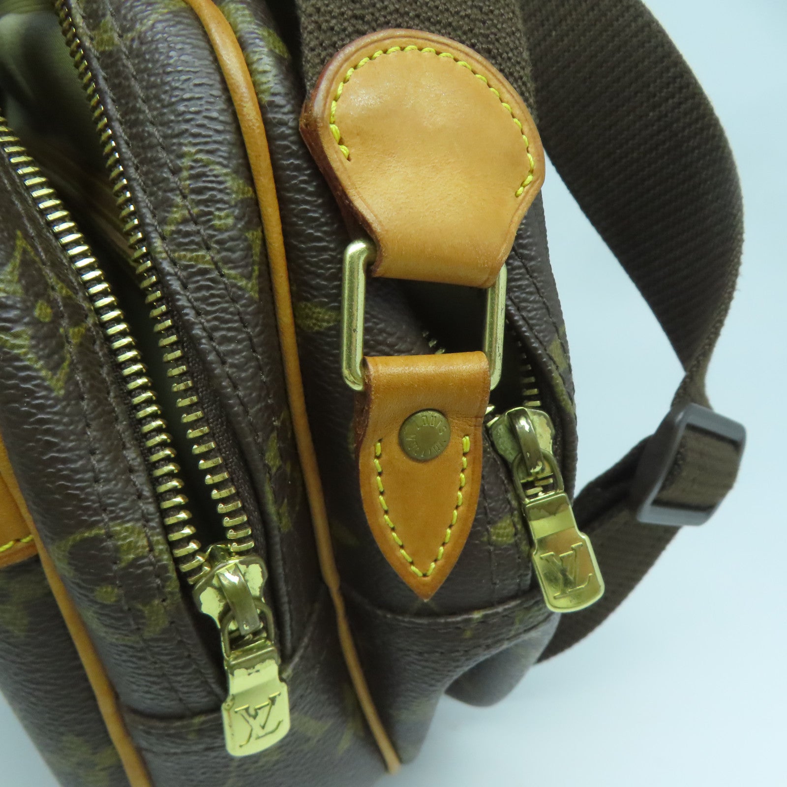 LOUIS VUITTON Monogram Reporter PM金扣肩背袋啡色