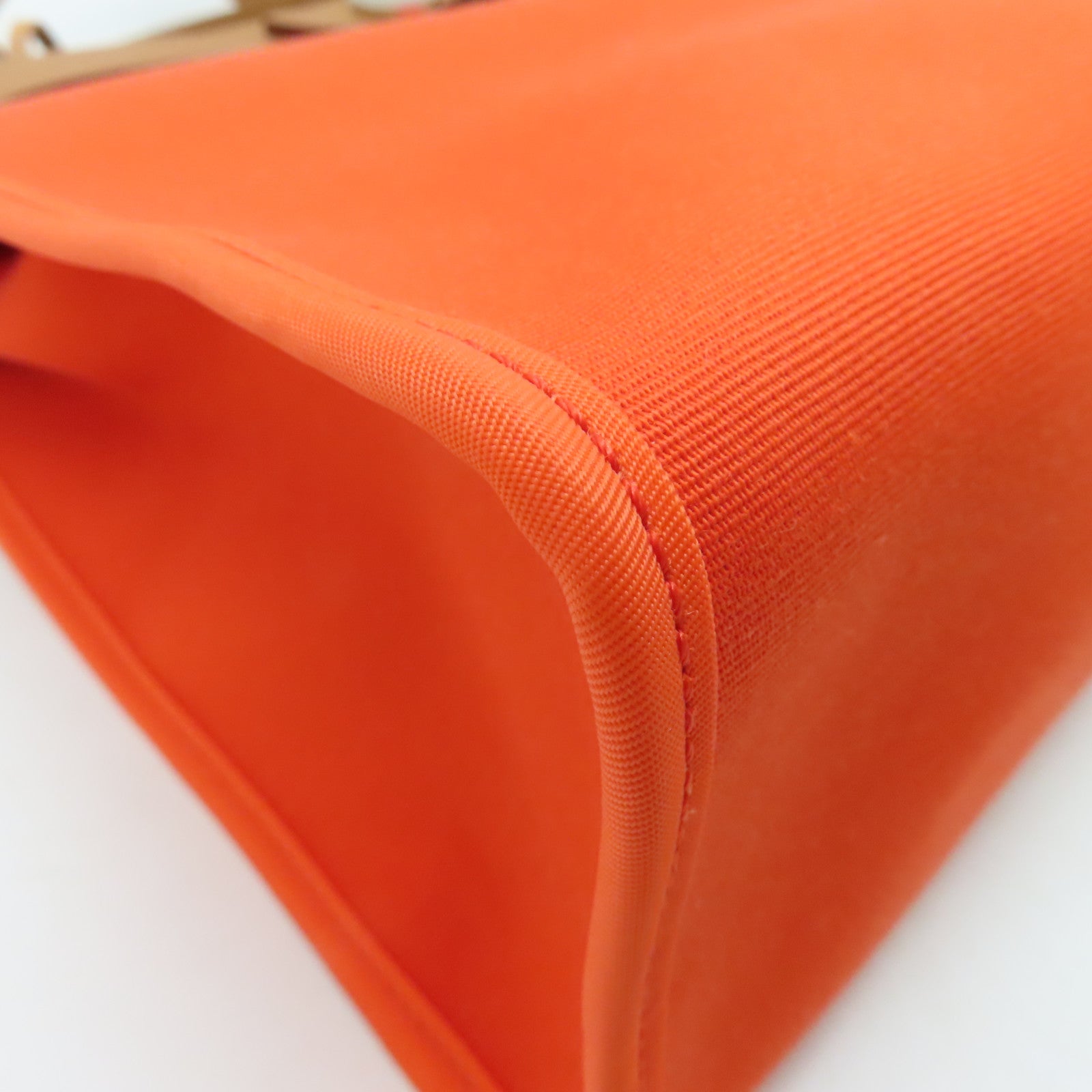 HERMES Canvas Herbag PM Silver Buckle Handle Shoulder Bag Orange/Brown