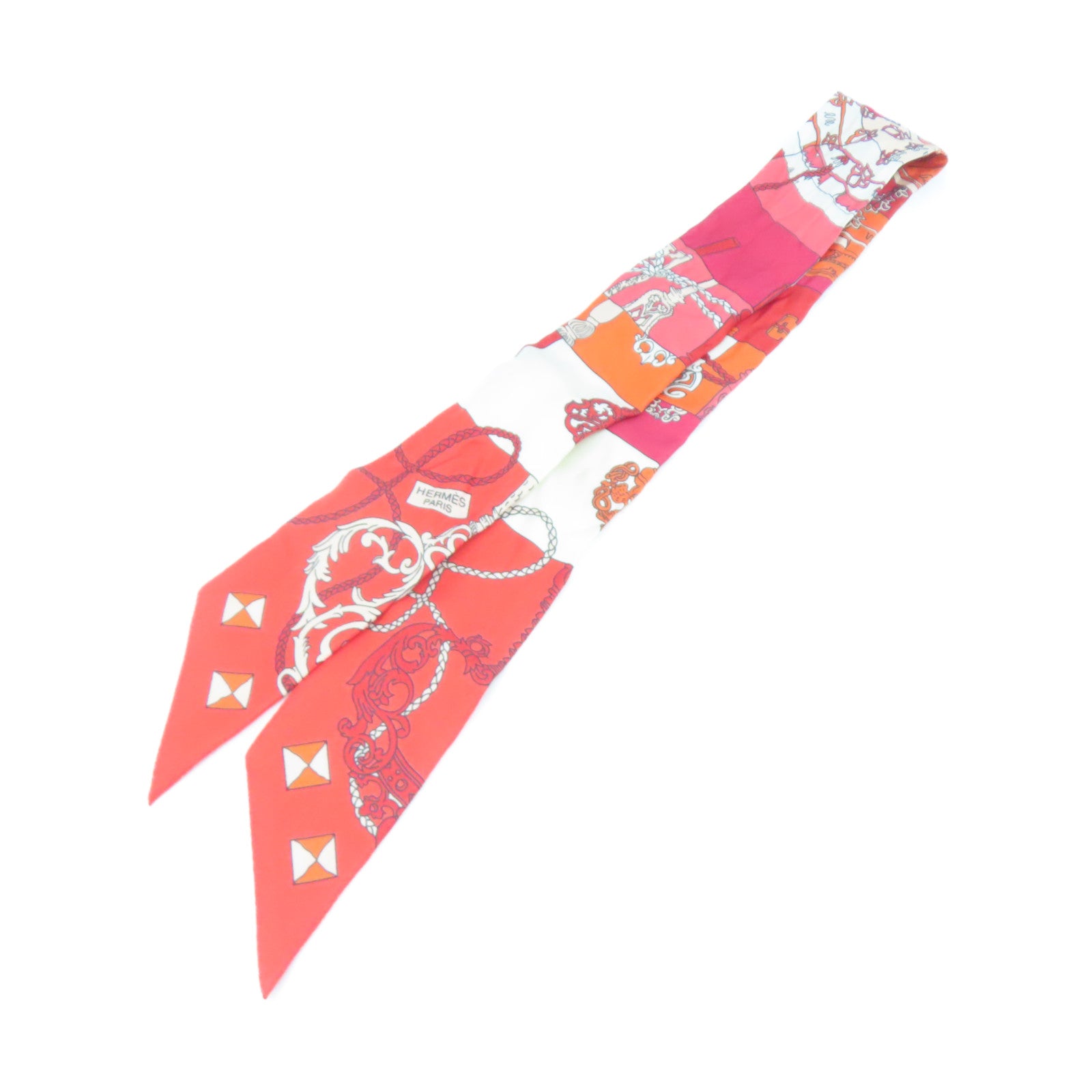 HERMES 絲質Twilly Scarf絲巾紅色