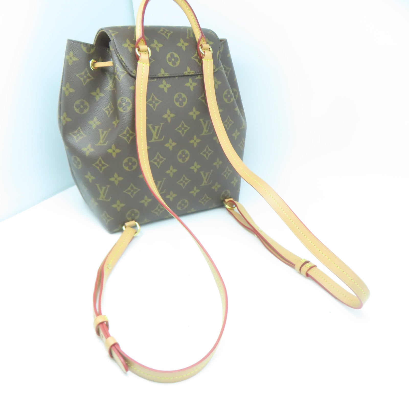 LOUIS VUITTON Monogram Montsouris PM金扣背包啡色