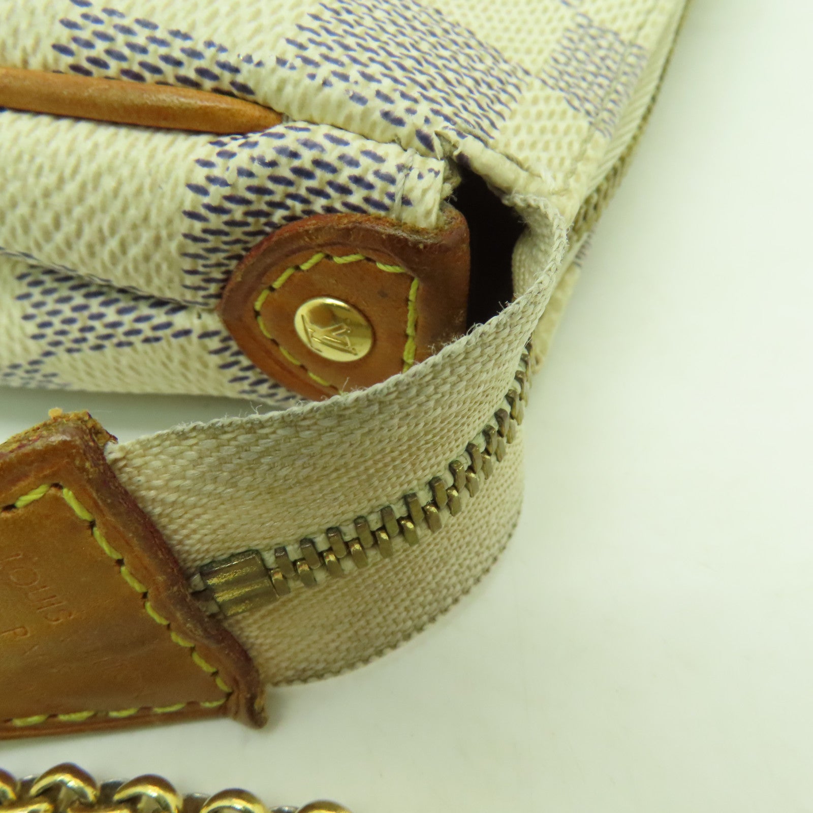 LOUIS VUITTON Damier Azur Eva金扣手挽肩背兩用袋白色
