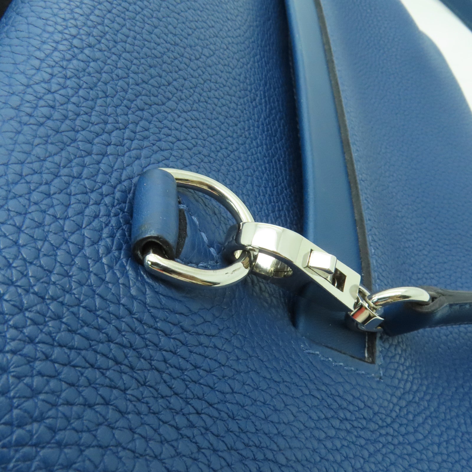 HERMES Clemence皮革24/24 29CM銀扣手挽肩背兩用袋深藍色