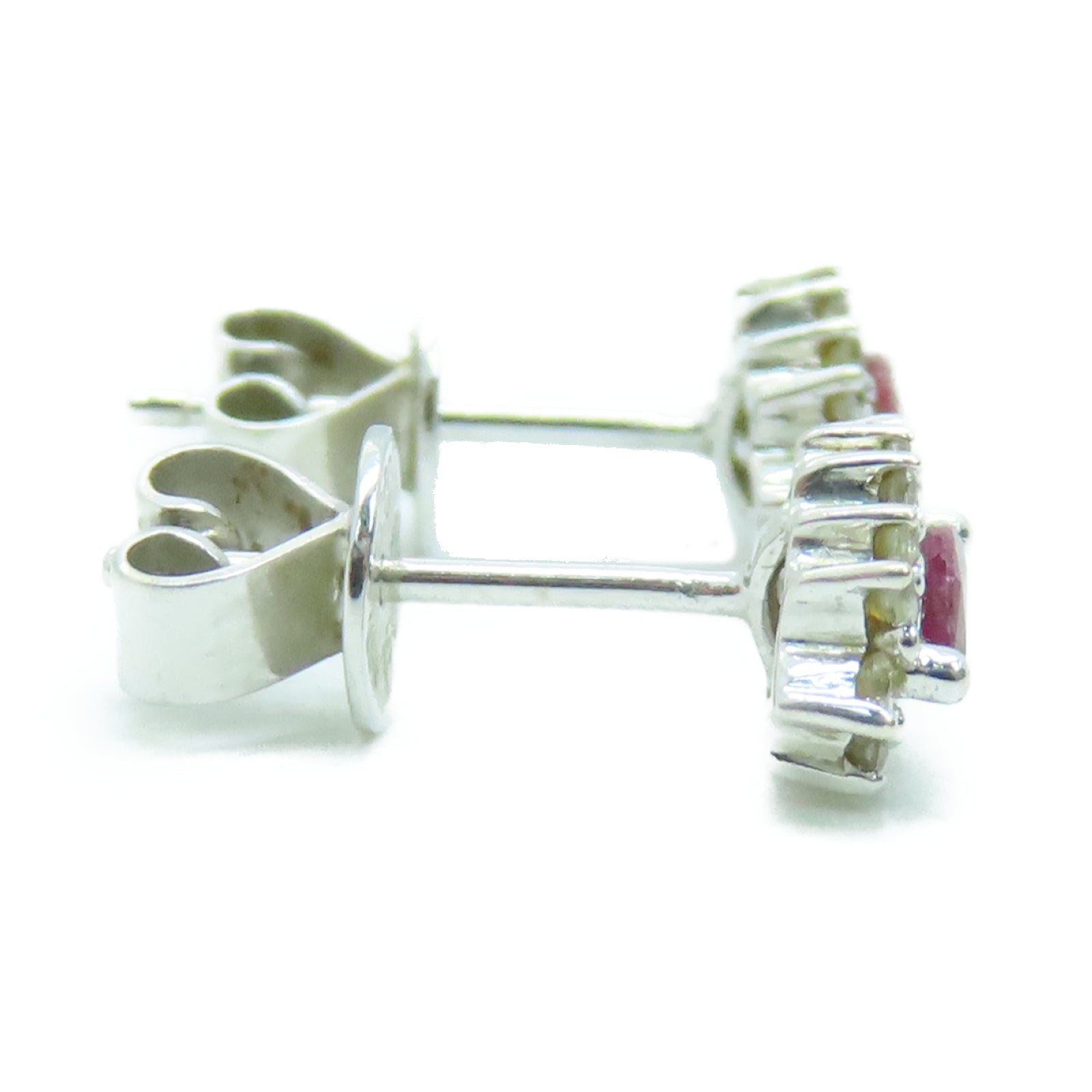 JEWELRY 18K白金Earrings0.2ct紅寶石/0.2ct鑽石耳環
