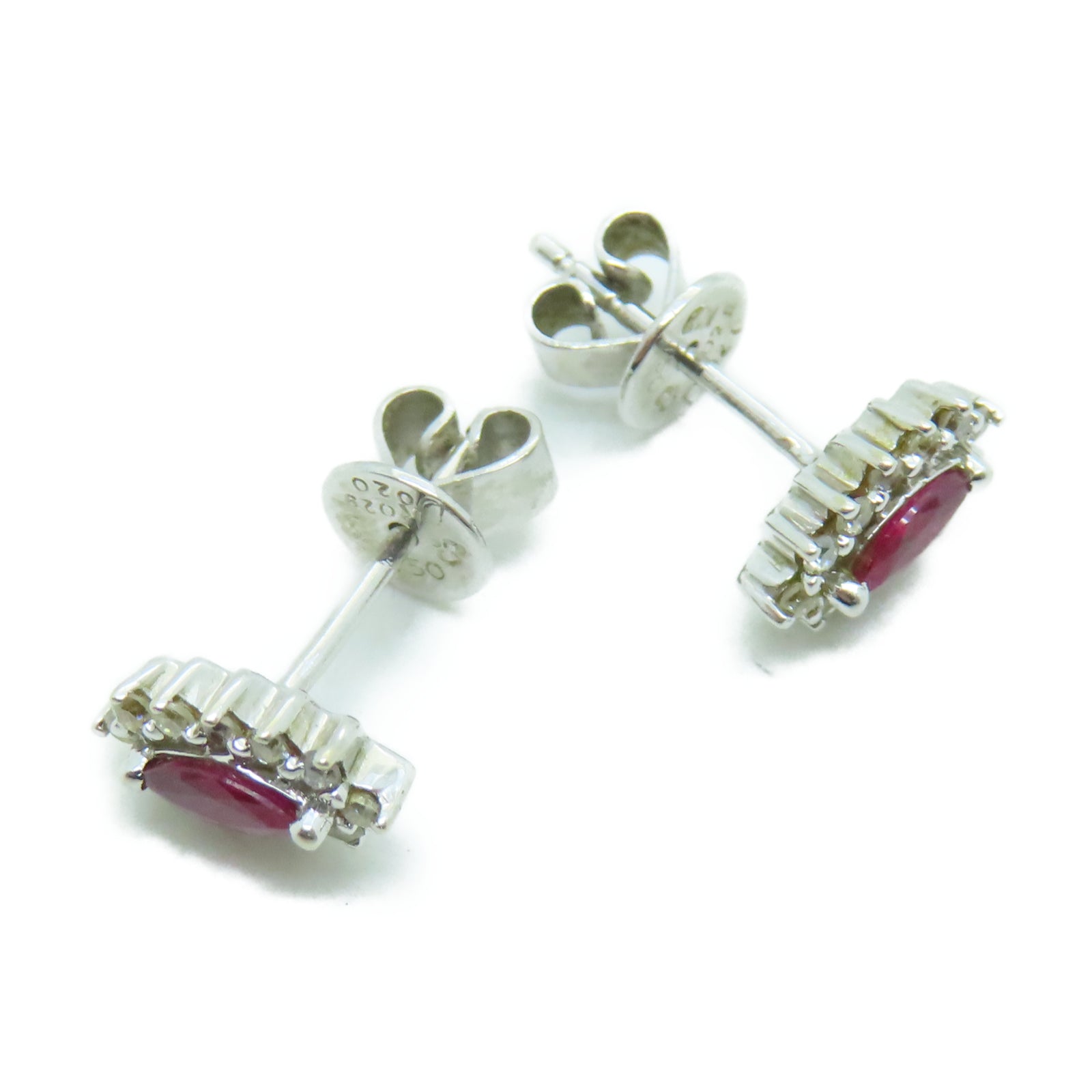 JEWELRY 18K白金Earrings0.2ct紅寶石/0.2ct鑽石耳環