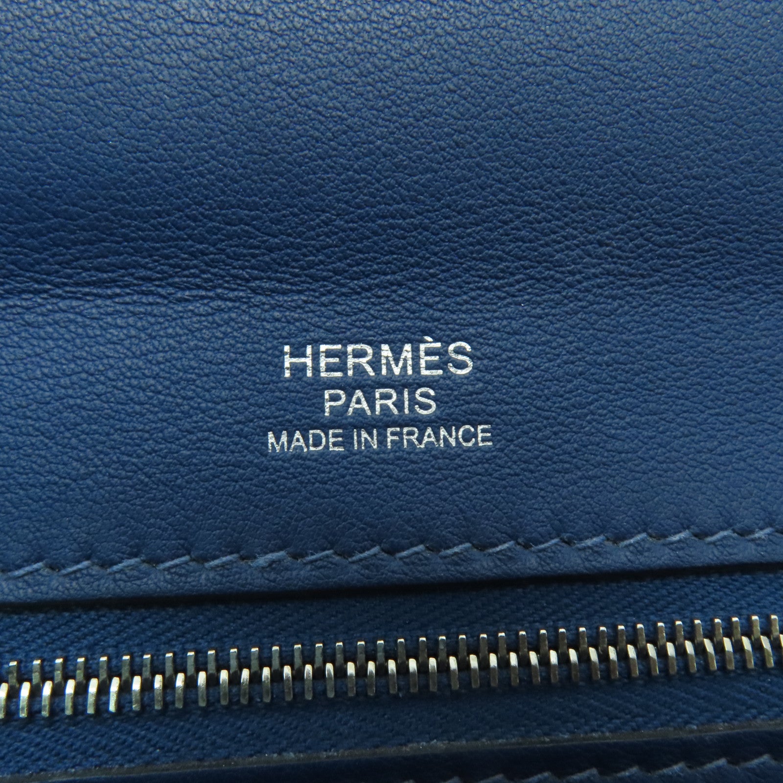 HERMES Clemence皮革24/24 29CM銀扣手挽肩背兩用袋深藍色