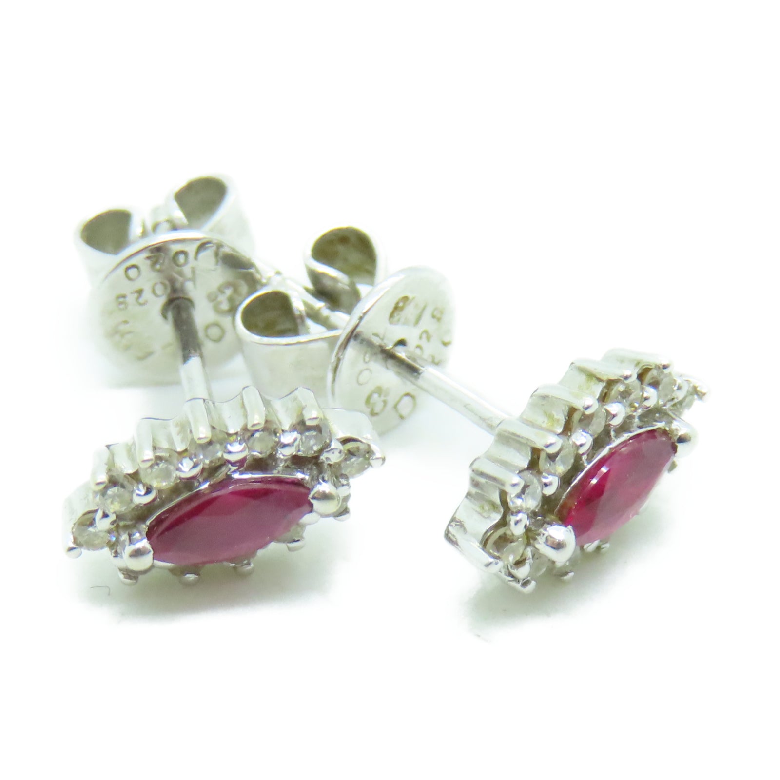 JEWELRY 18K白金Earrings0.2ct紅寶石/0.2ct鑽石耳環