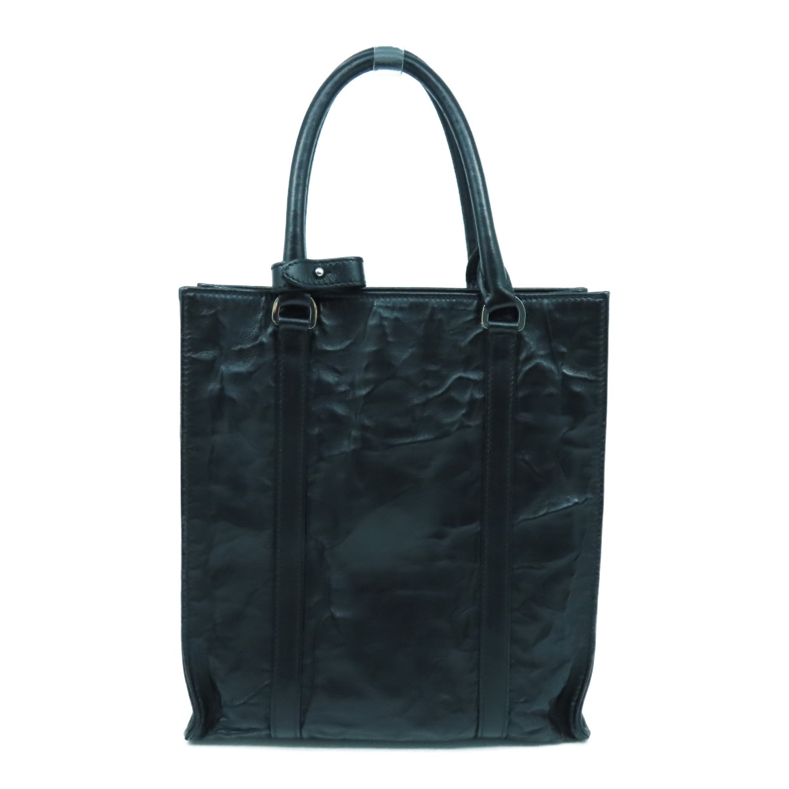PRADA Nappa皮革Antique Mini Tote銀扣手挽肩背兩用袋黑色