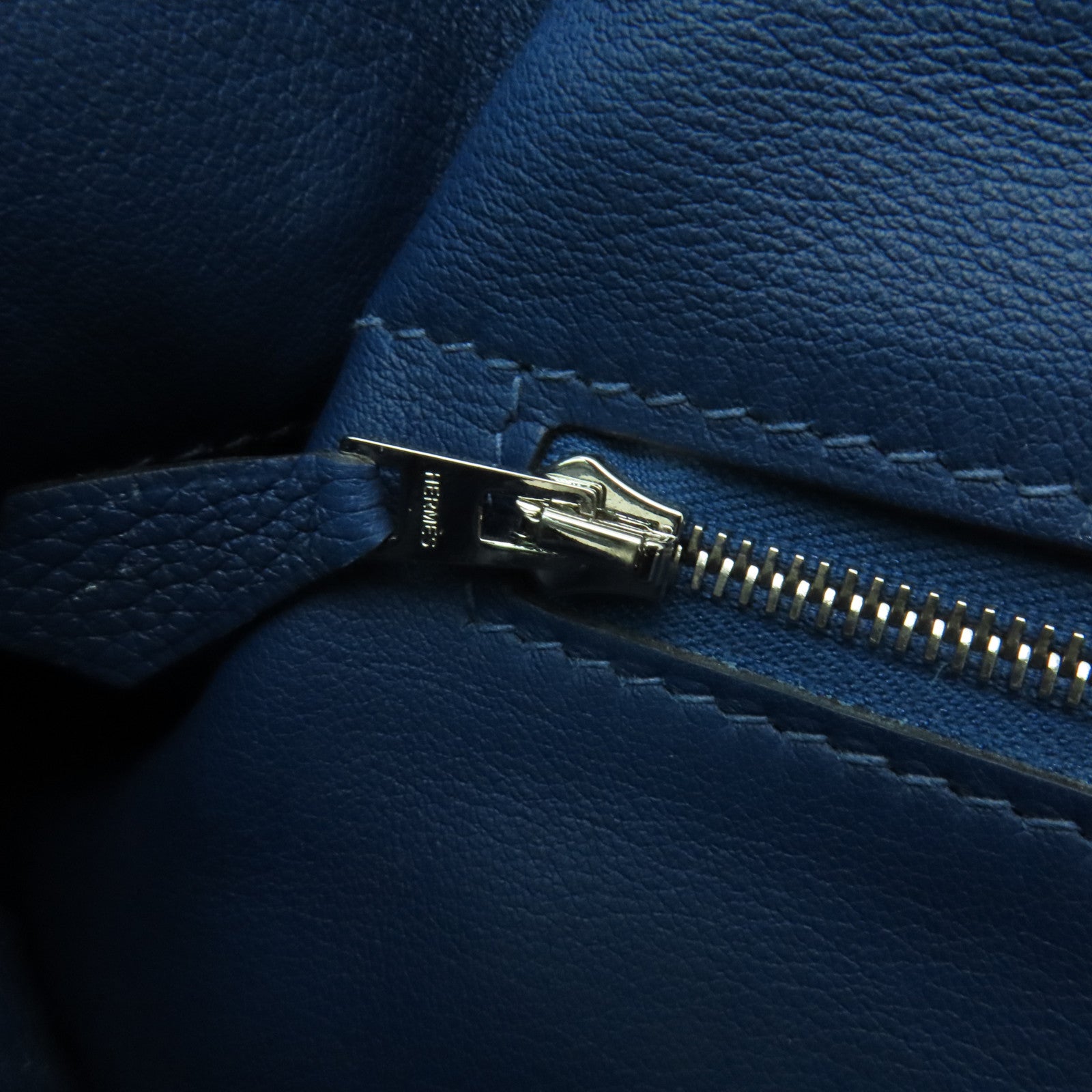 HERMES Clemence皮革24/24 29CM銀扣手挽肩背兩用袋深藍色