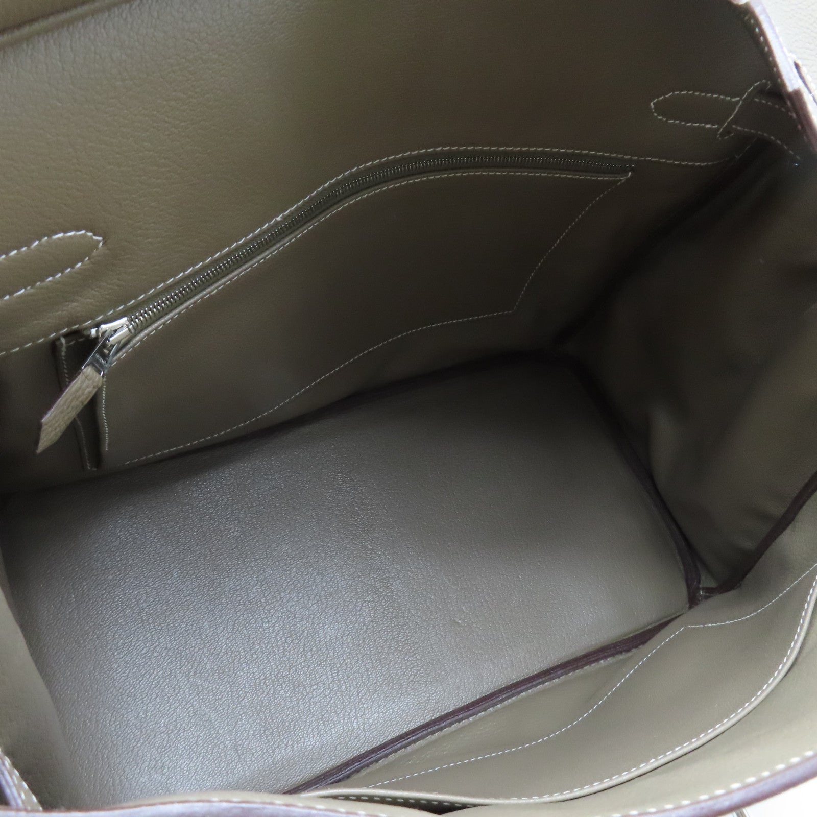 HERMES Clemence皮革Birkin 35銀扣手挽袋灰色