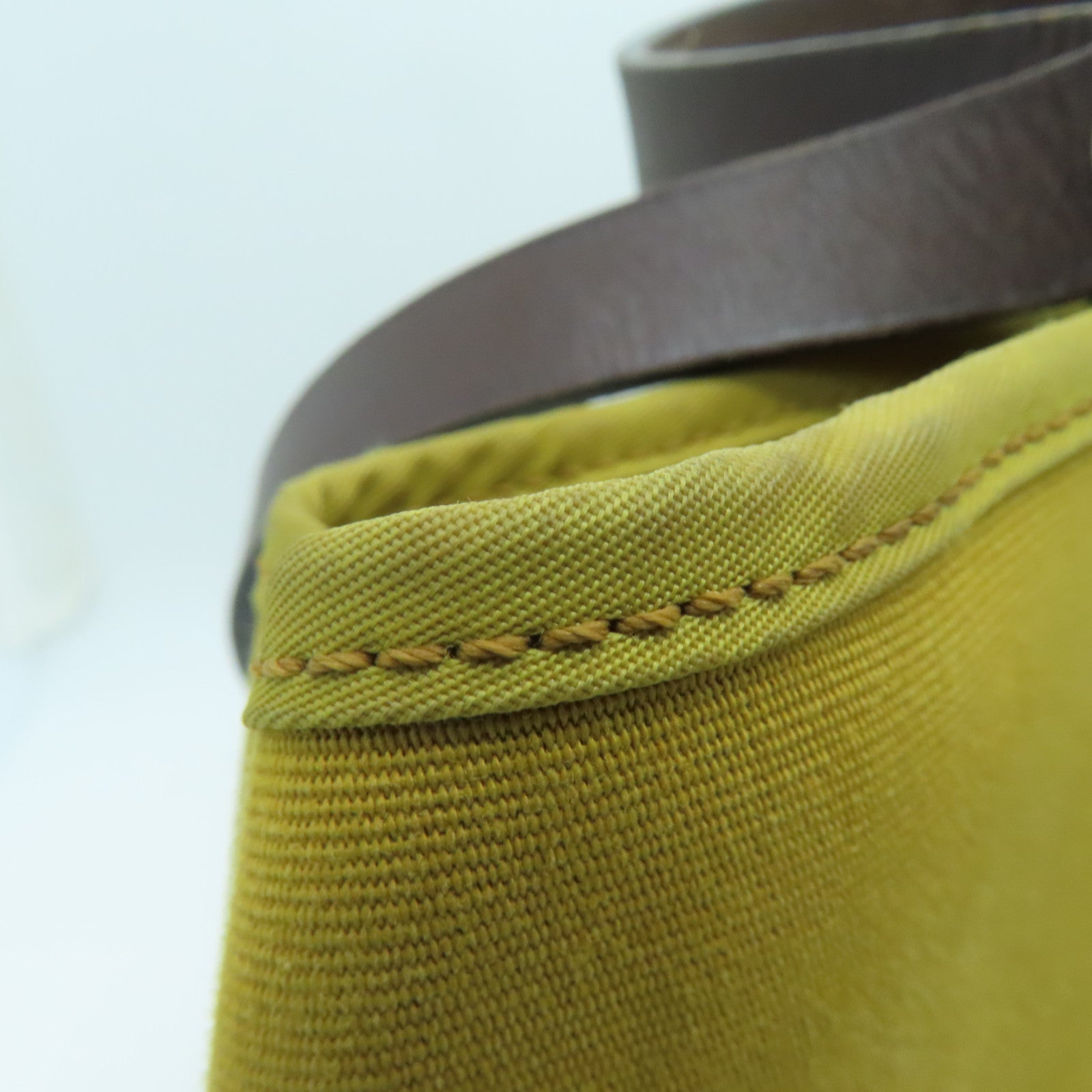 HERMES Canvas Cabag Silver Buckle Handle Shoulder Bag Black/Mustard