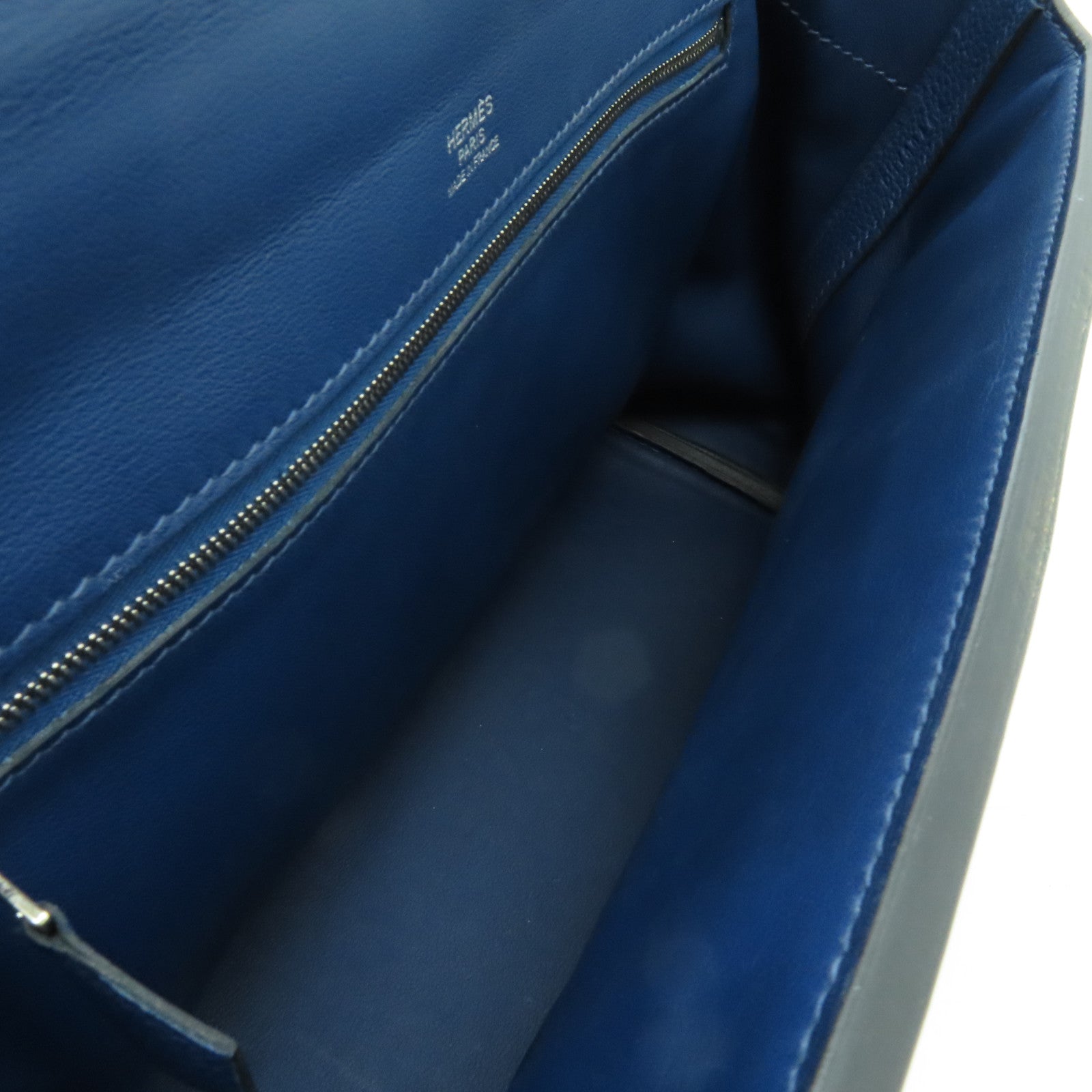 HERMES Clemence皮革24/24 29CM銀扣手挽肩背兩用袋深藍色