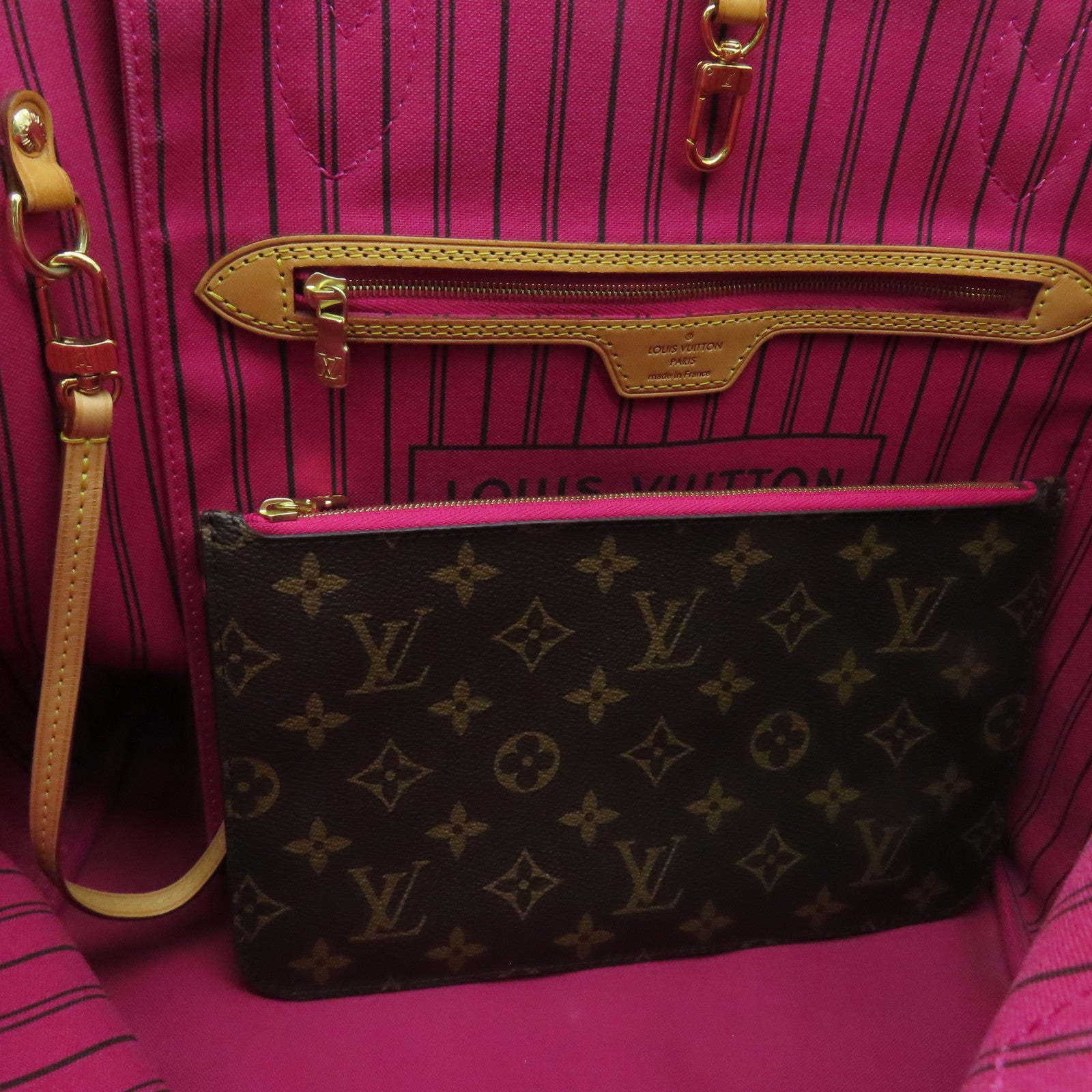 LOUIS VUITTON Monogram NeveFull MM金扣肩背袋棕色