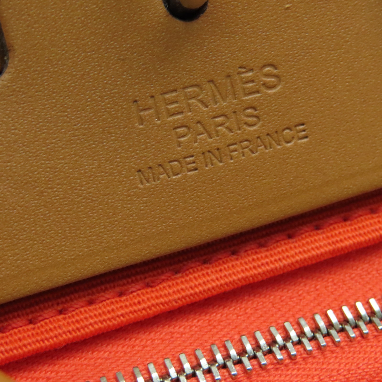 HERMES Canvas Herbag PM Silver Buckle Handle Shoulder Bag Orange/Brown