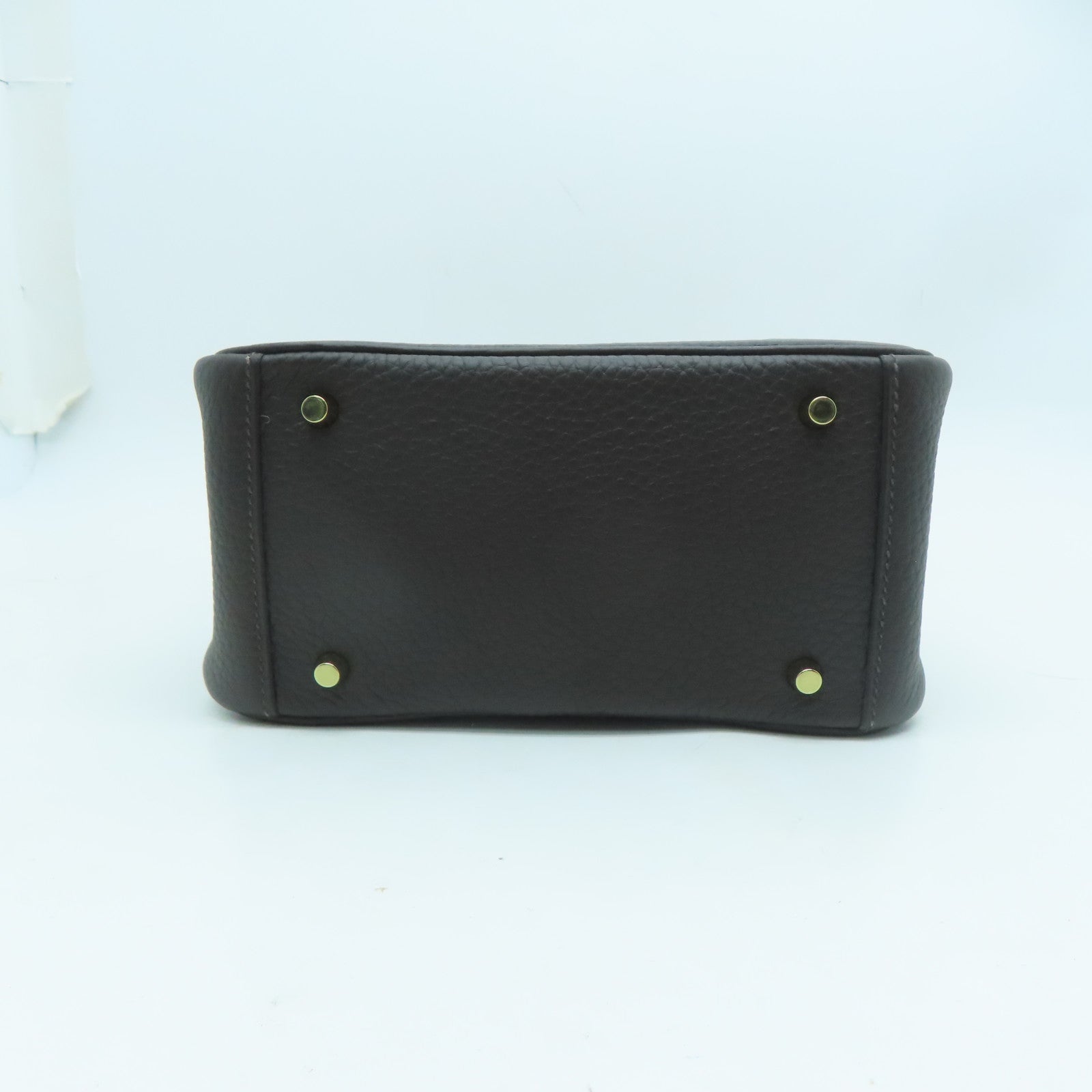 HERMES Clemence皮革Mini Lindy金扣肩背袋深灰色