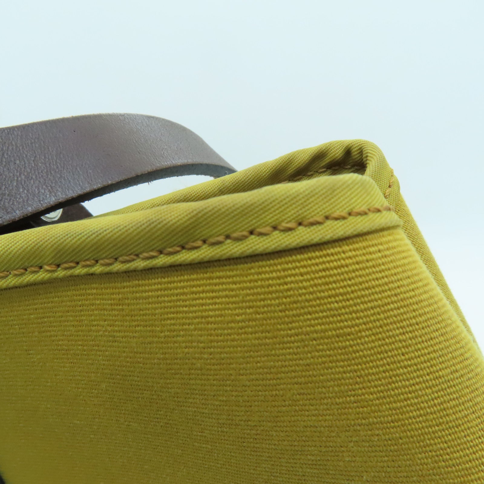 HERMES Canvas Cabag Silver Buckle Handle Shoulder Bag Black/Mustard