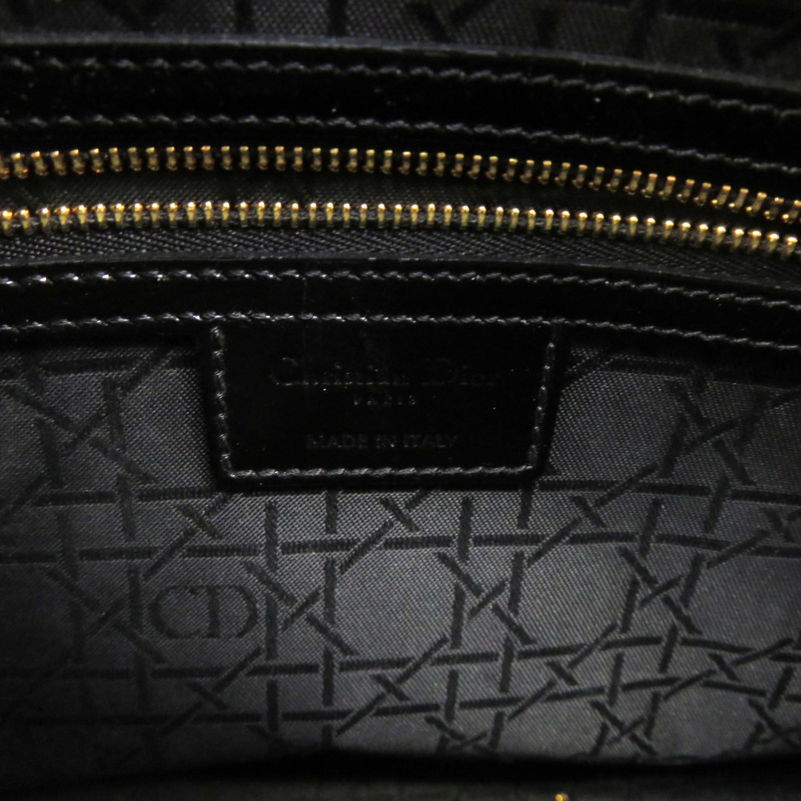 Dior 【激减优惠】漆皮Lady Dior GM 2way Hand Bag手挽肩背两用袋黑色