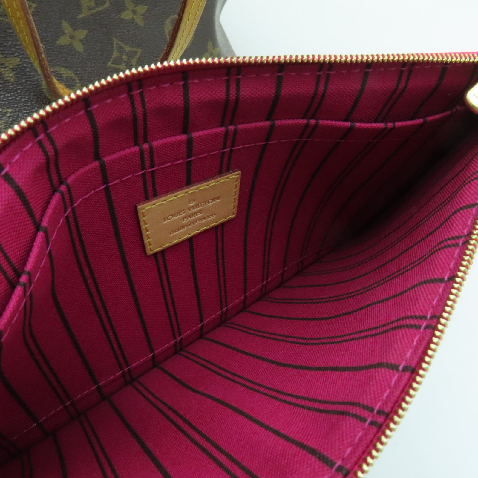 LOUIS VUITTON Monogram NeveFull MM金扣肩背袋棕色