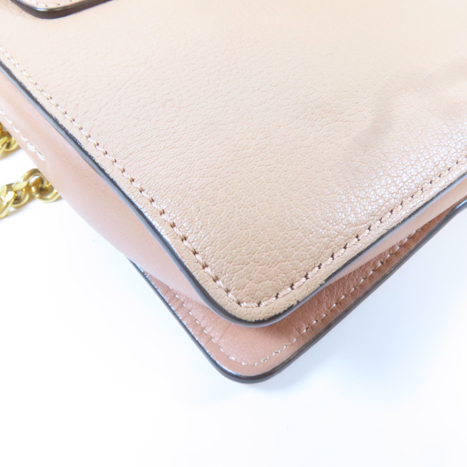 Chloe 牛皮皮革Shoulder Bag金扣肩背袋米色