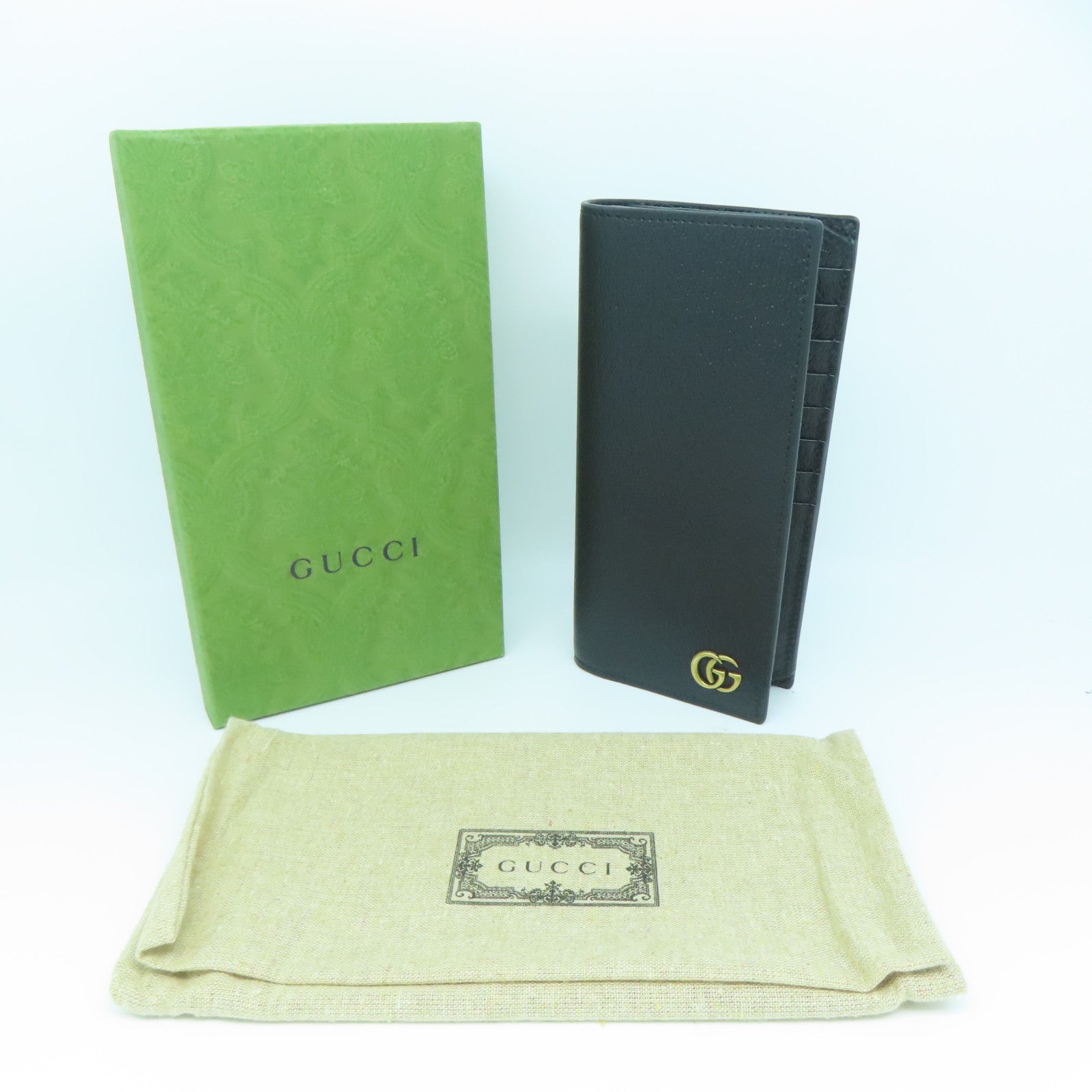 GUCCI 牛皮皮革Long Wallet金扣长钱包黑色