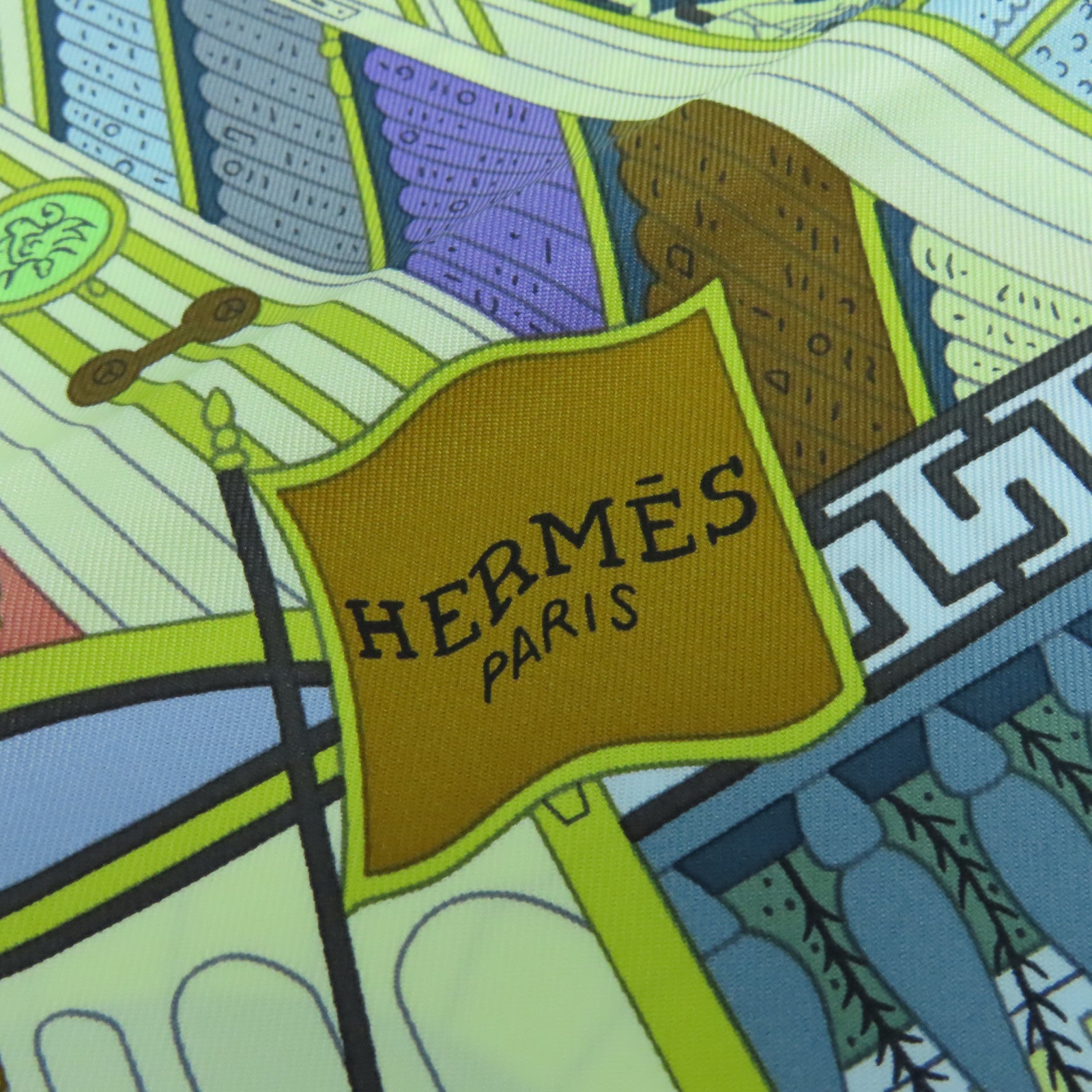HERMES 絲質Scarf 90x90絲巾藍色/黃色