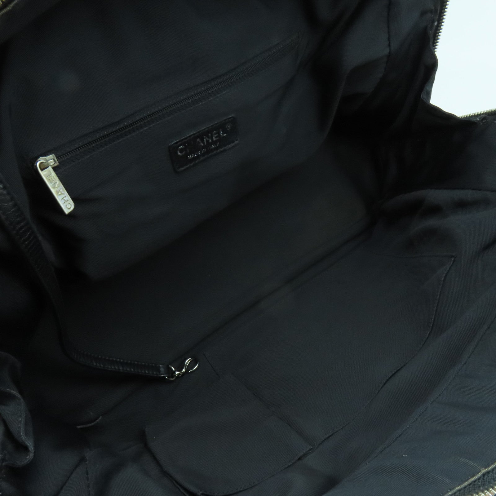 CHANEL 菱格牛皮皮革Chain Shoulder Bag銀扣鏈帶肩背袋黒色