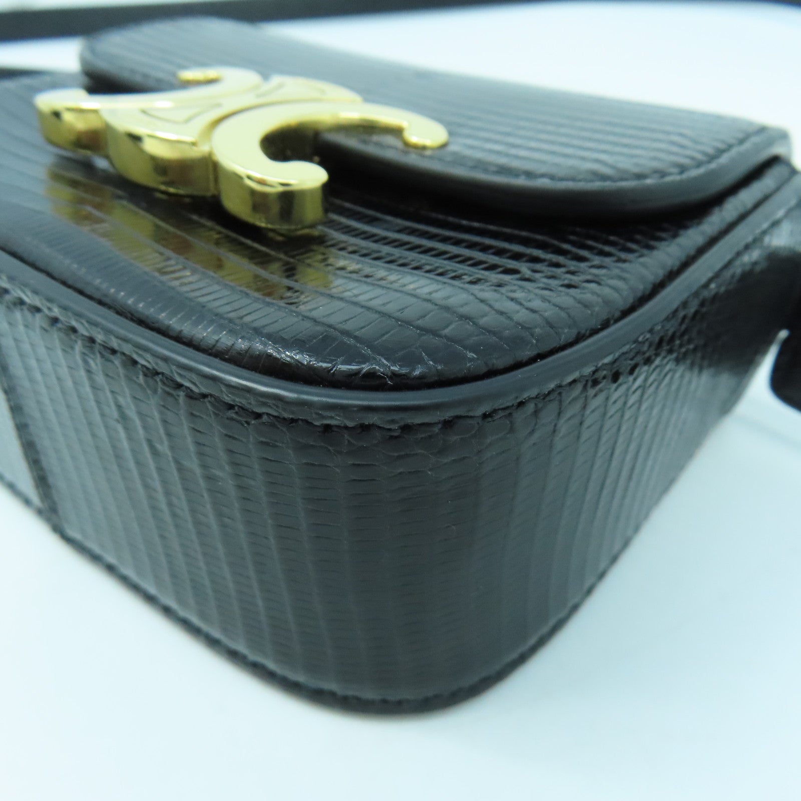 CELINE 牛皮皮革Shoulder Bag金扣肩背袋黑色