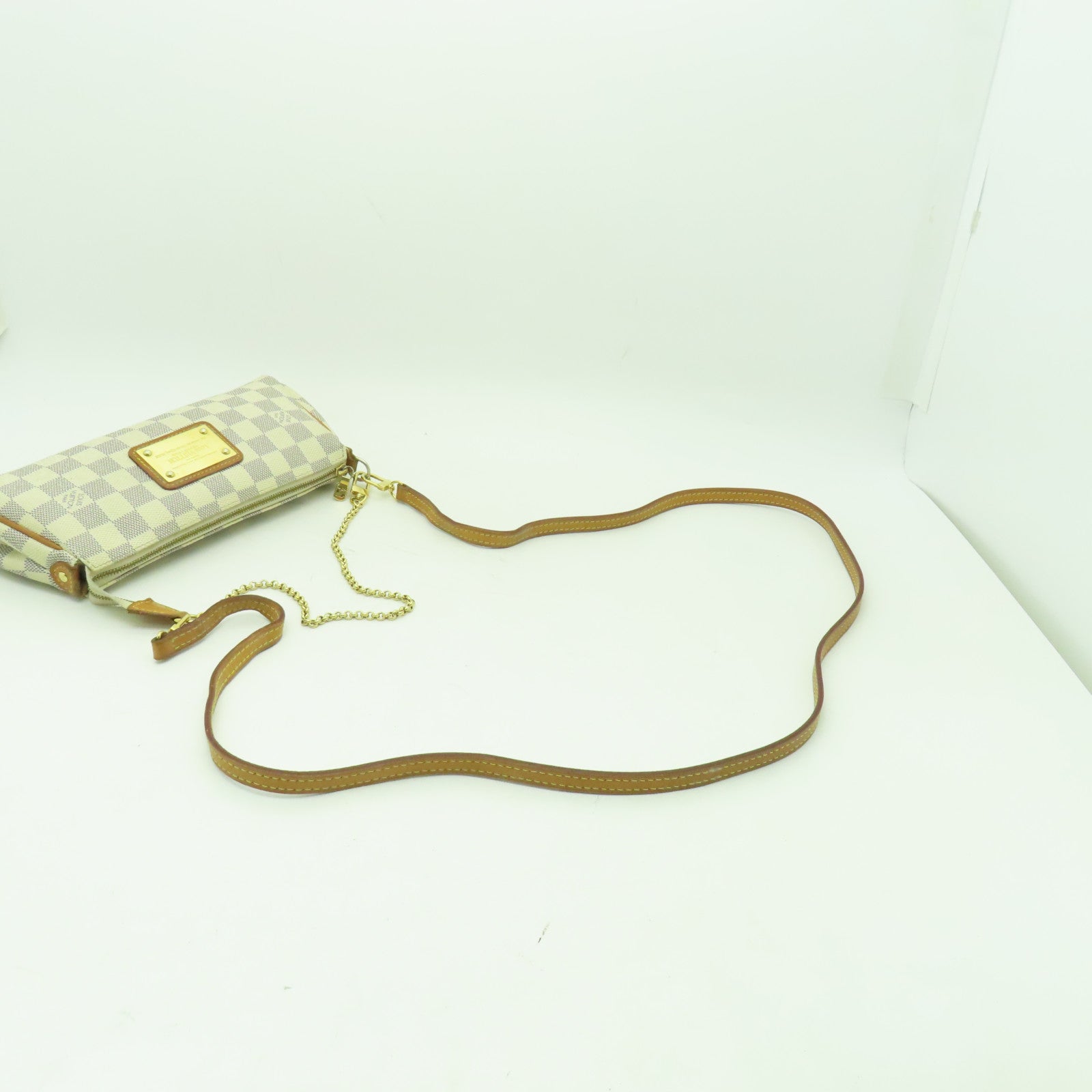 LOUIS VUITTON Damier Azur Eva金扣手挽肩背兩用袋白色