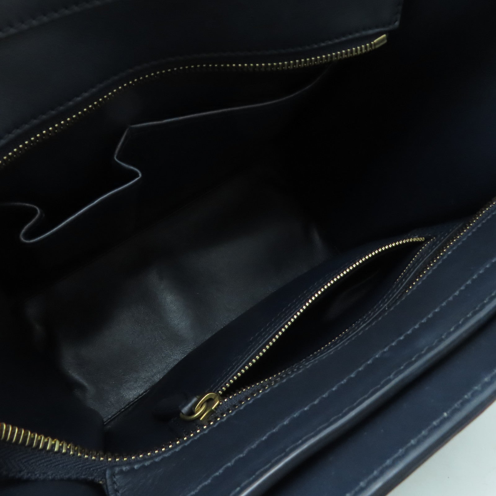 CELINE 牛皮皮革Micro Luggage金扣手挽袋深藍色