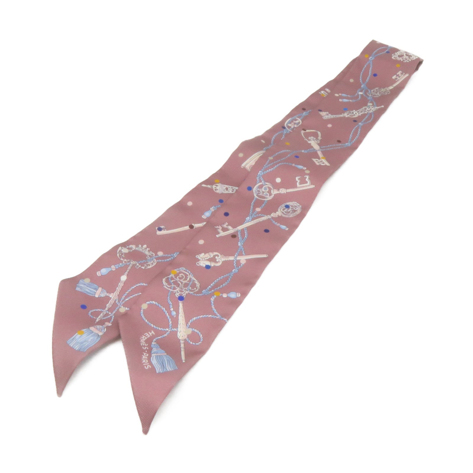 HERMES 丝质Twilly Scarf丝巾浅啡色/彩色