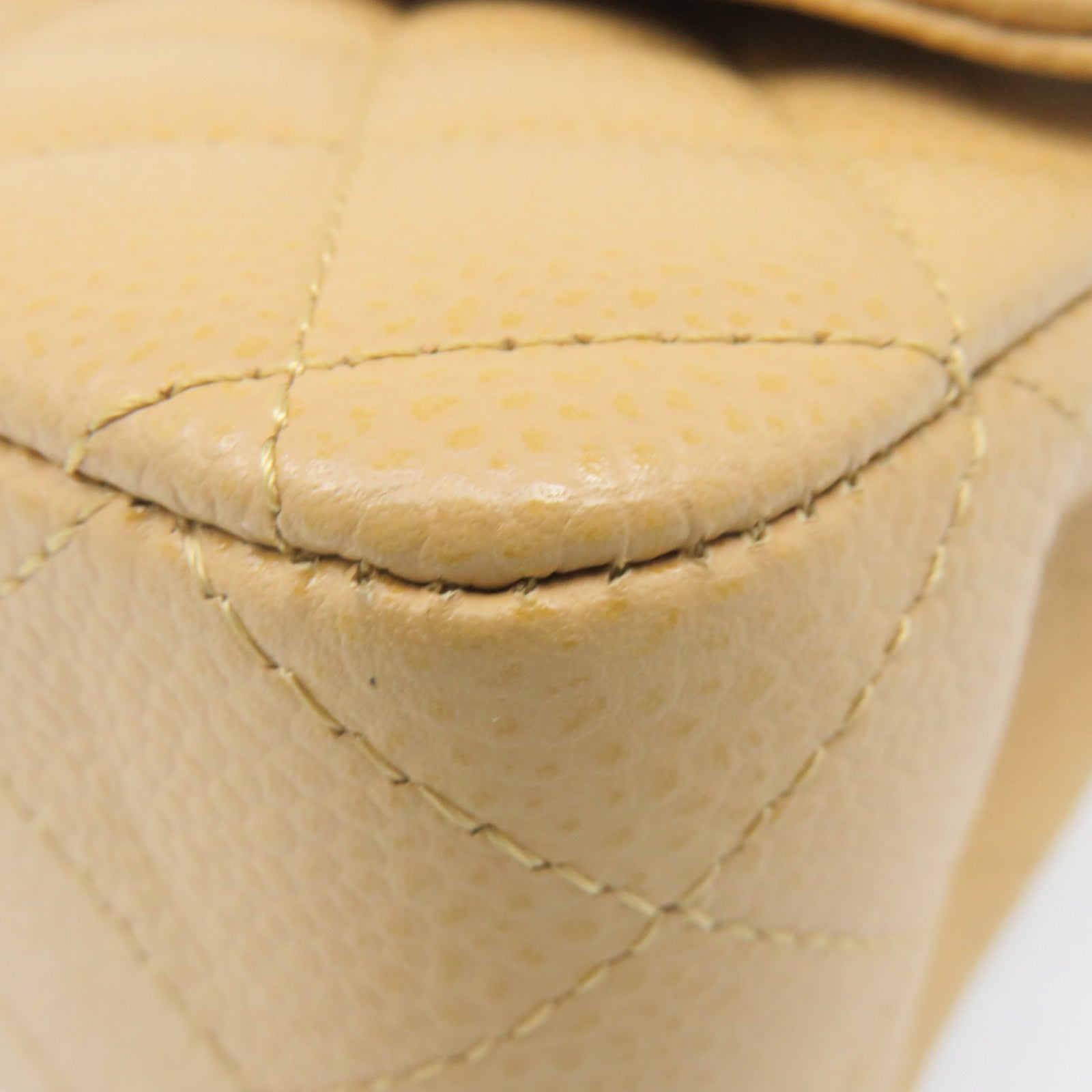 CHANEL Rhombus Caviar Leather Classic Chain Shoulder Bag Silver Buckle Chain Belt Shoulder Bag Light Brown