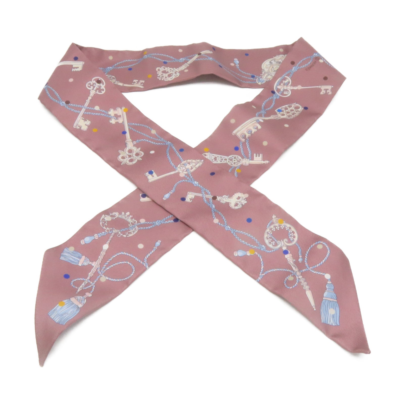 HERMES 丝质Twilly Scarf丝巾浅啡色/彩色