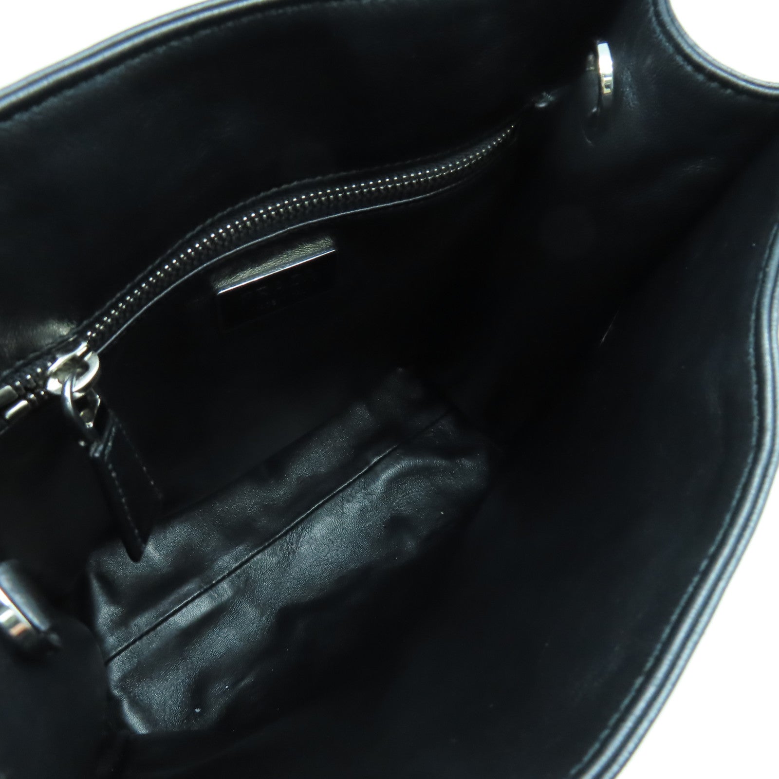 PRADA Nappa皮革Antique Mini Tote銀扣手挽肩背兩用袋黑色