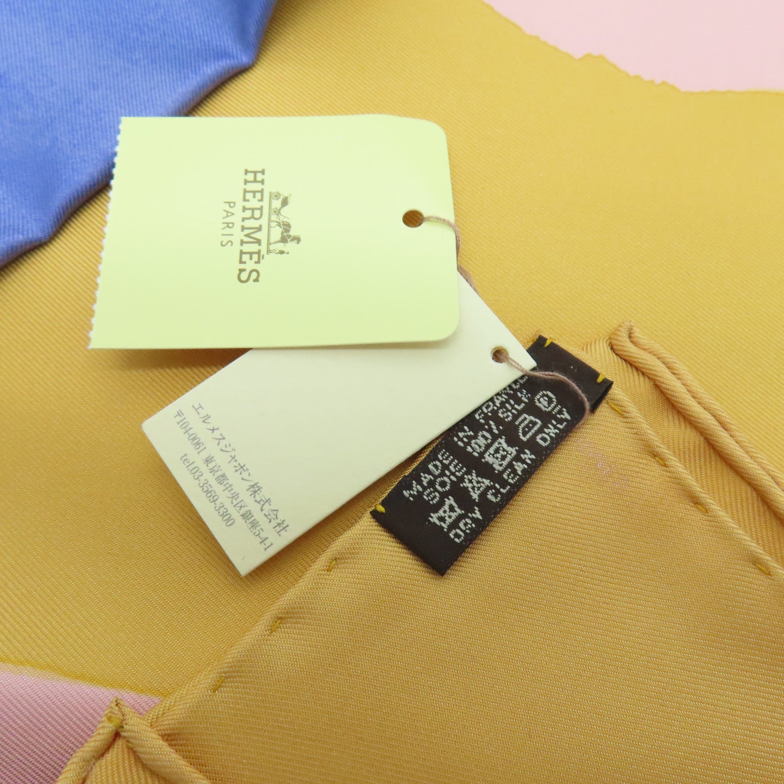 HERMES 【激減優惠】絲質Scarf 90x90絲巾黃色/紫色