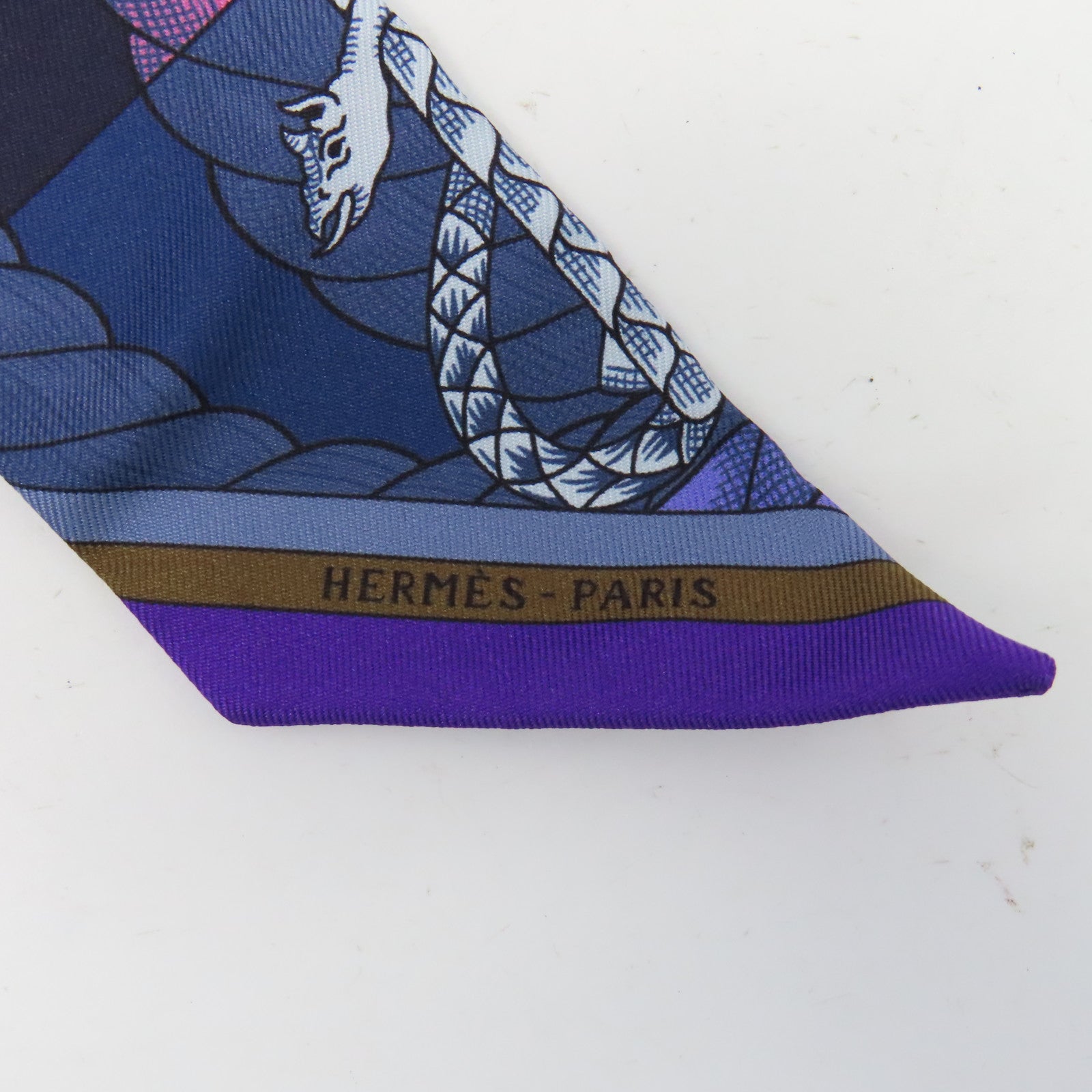 HERMES 丝质Twilly丝巾蓝色