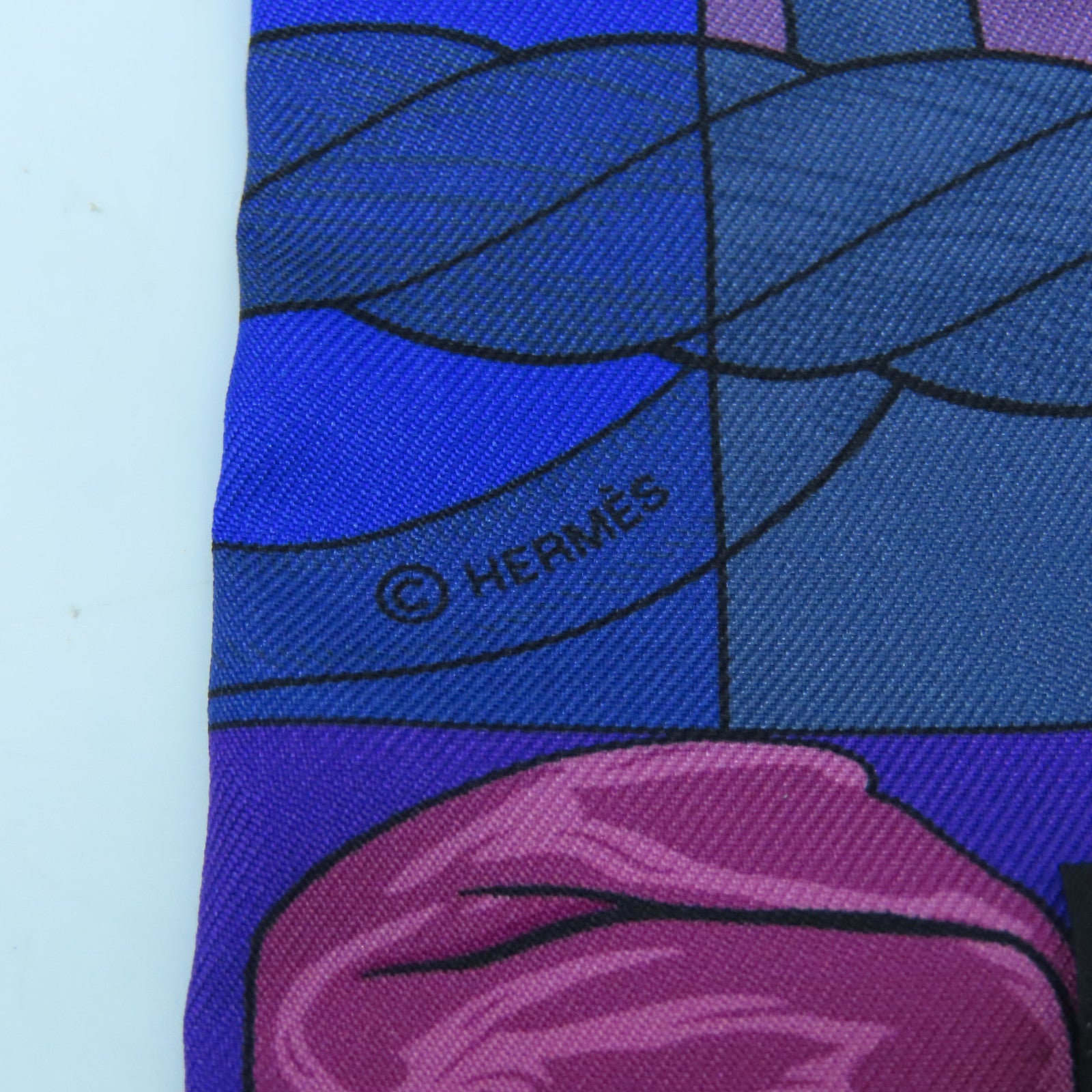 HERMES 丝质Twilly丝巾蓝色