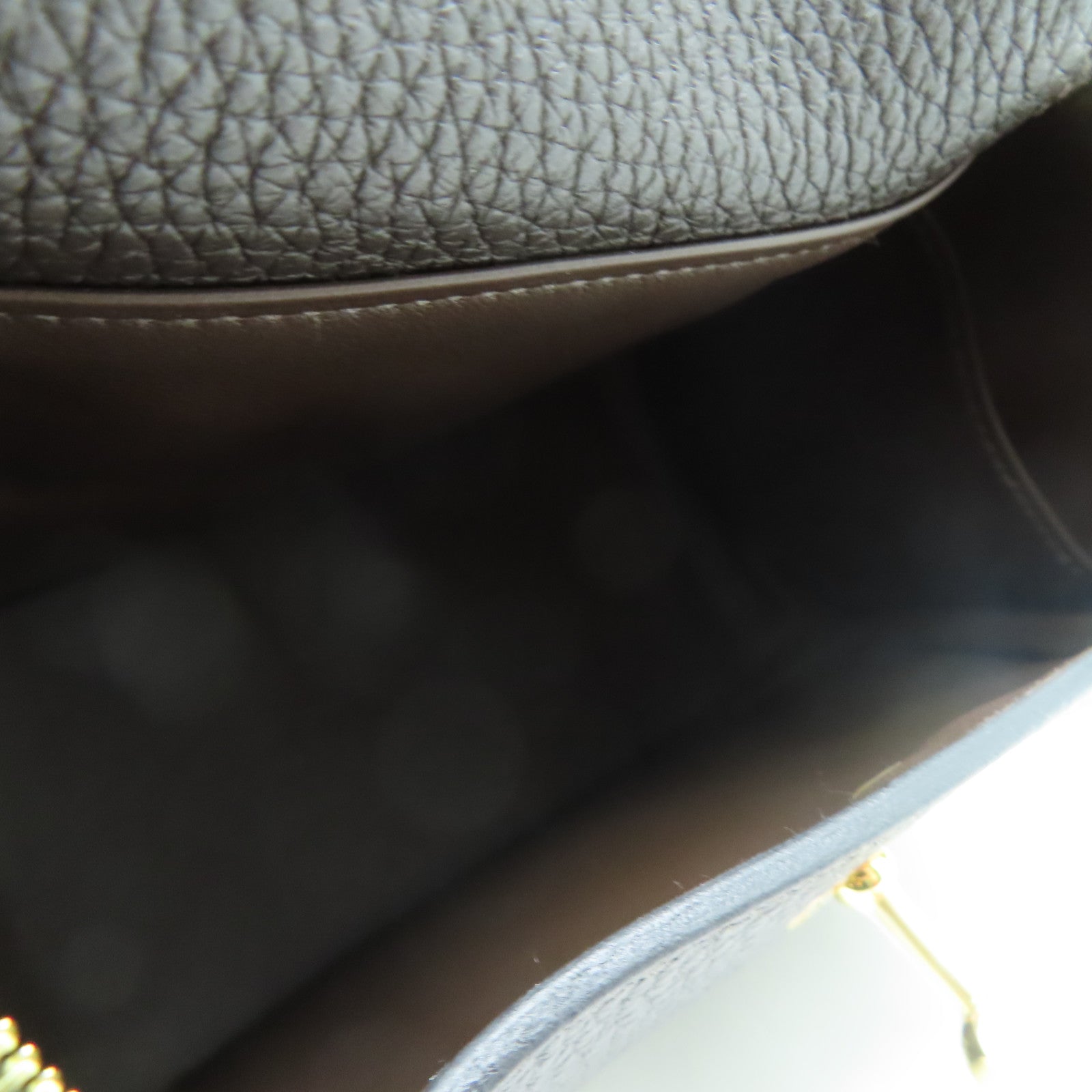 HERMES Clemence皮革Mini Lindy金扣肩背袋深灰色