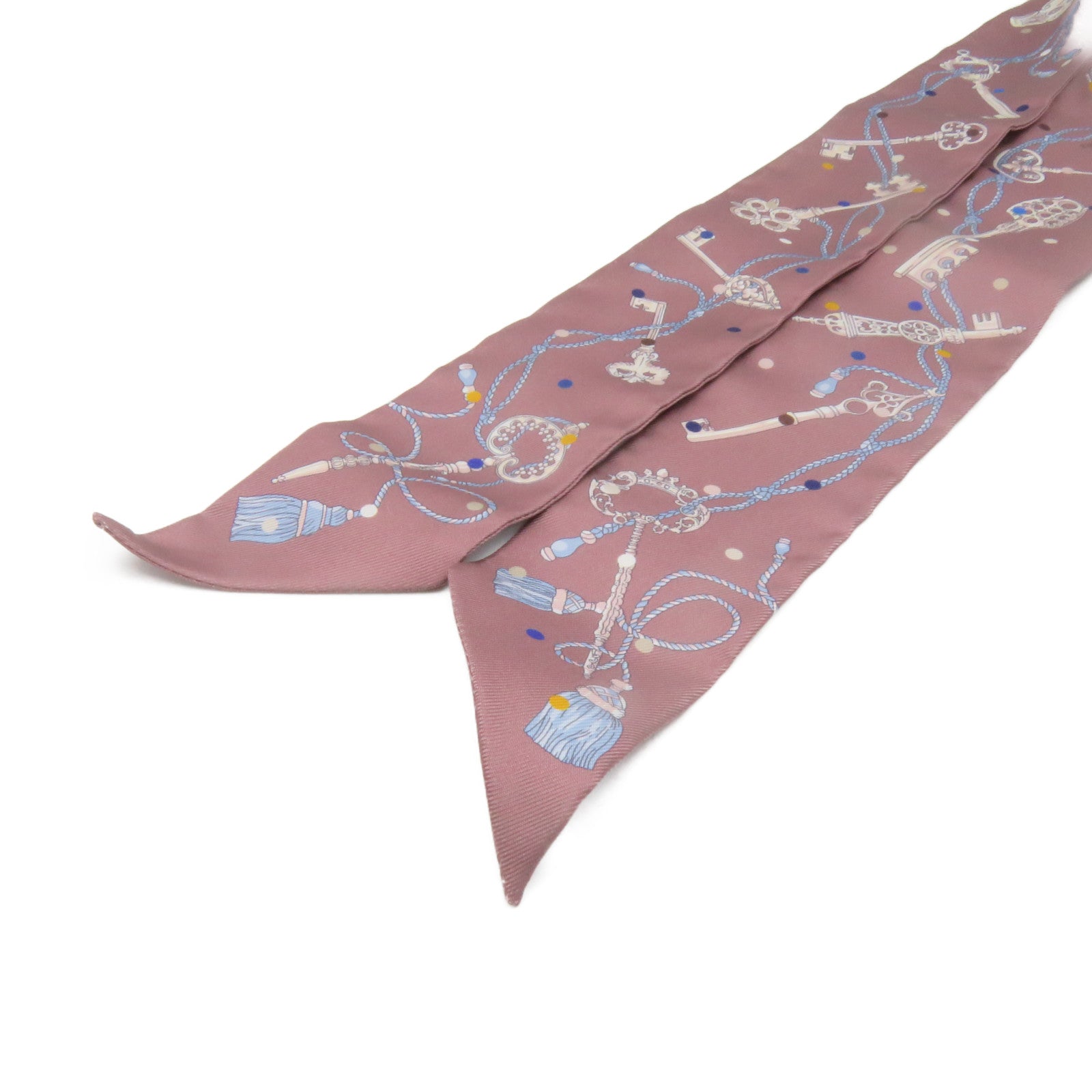 HERMES 丝质Twilly Scarf丝巾浅啡色/彩色