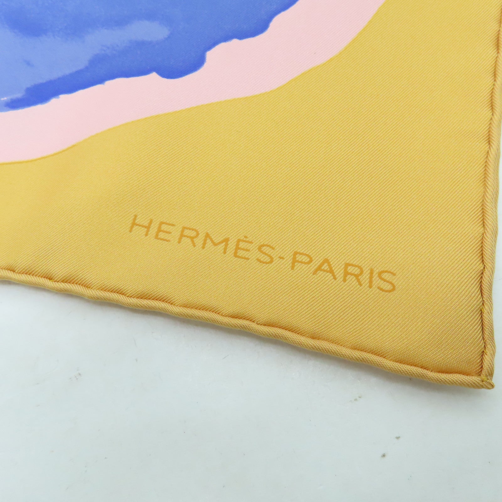 HERMES 【激減優惠】絲質Scarf 90x90絲巾黃色/紫色