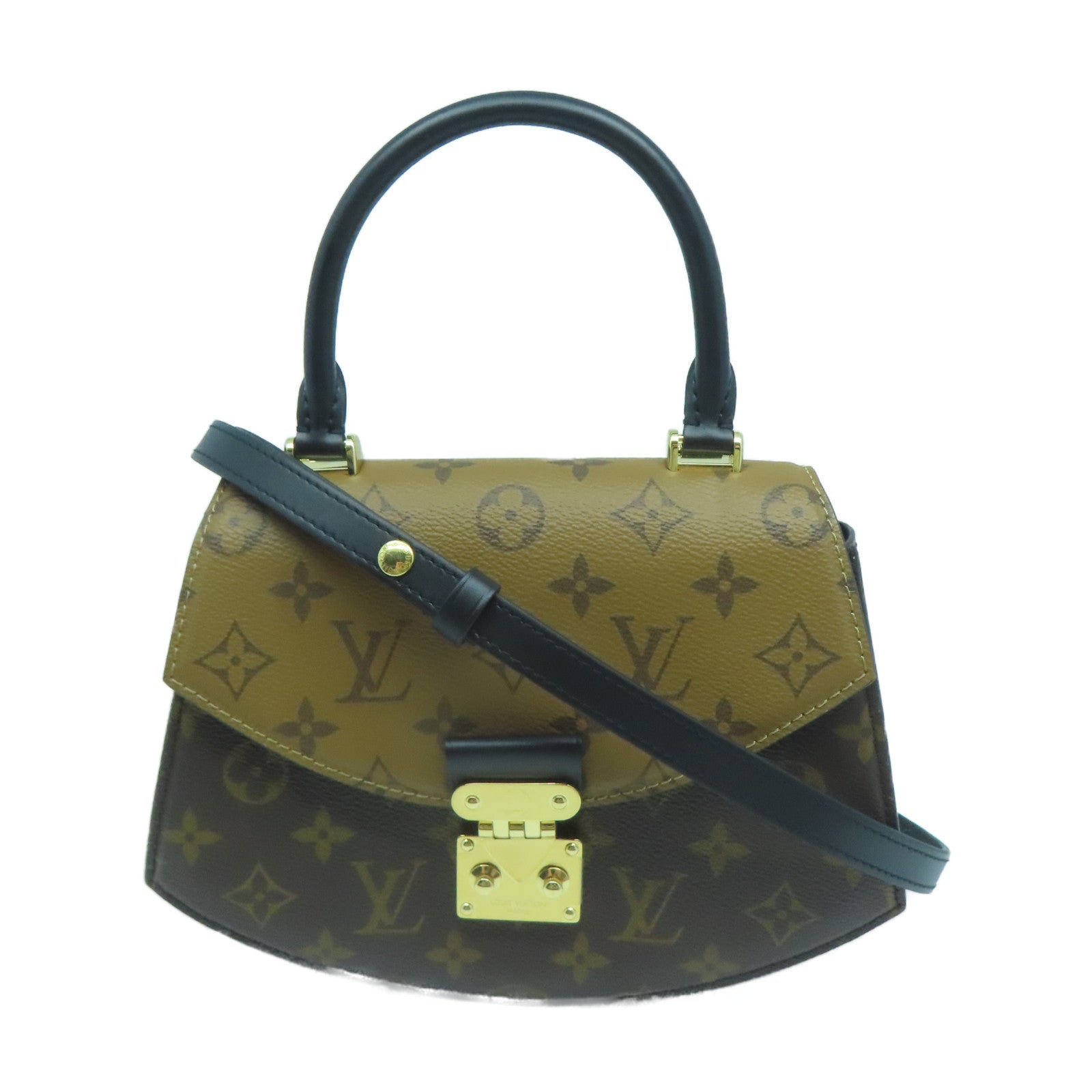 LOUIS VUITTON Monogram Reverse Tilsitt金扣手挽肩背兩用袋啡色