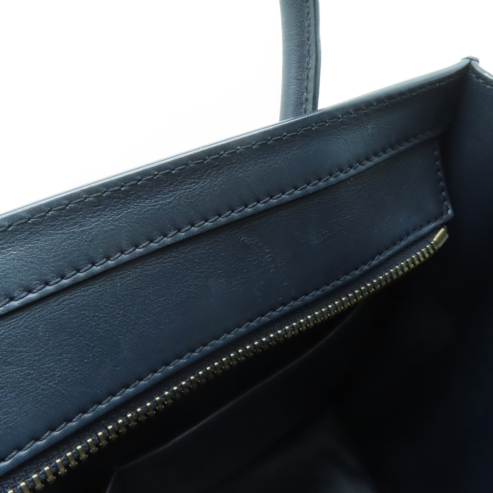 CELINE 牛皮皮革Micro Luggage金扣手挽袋深藍色